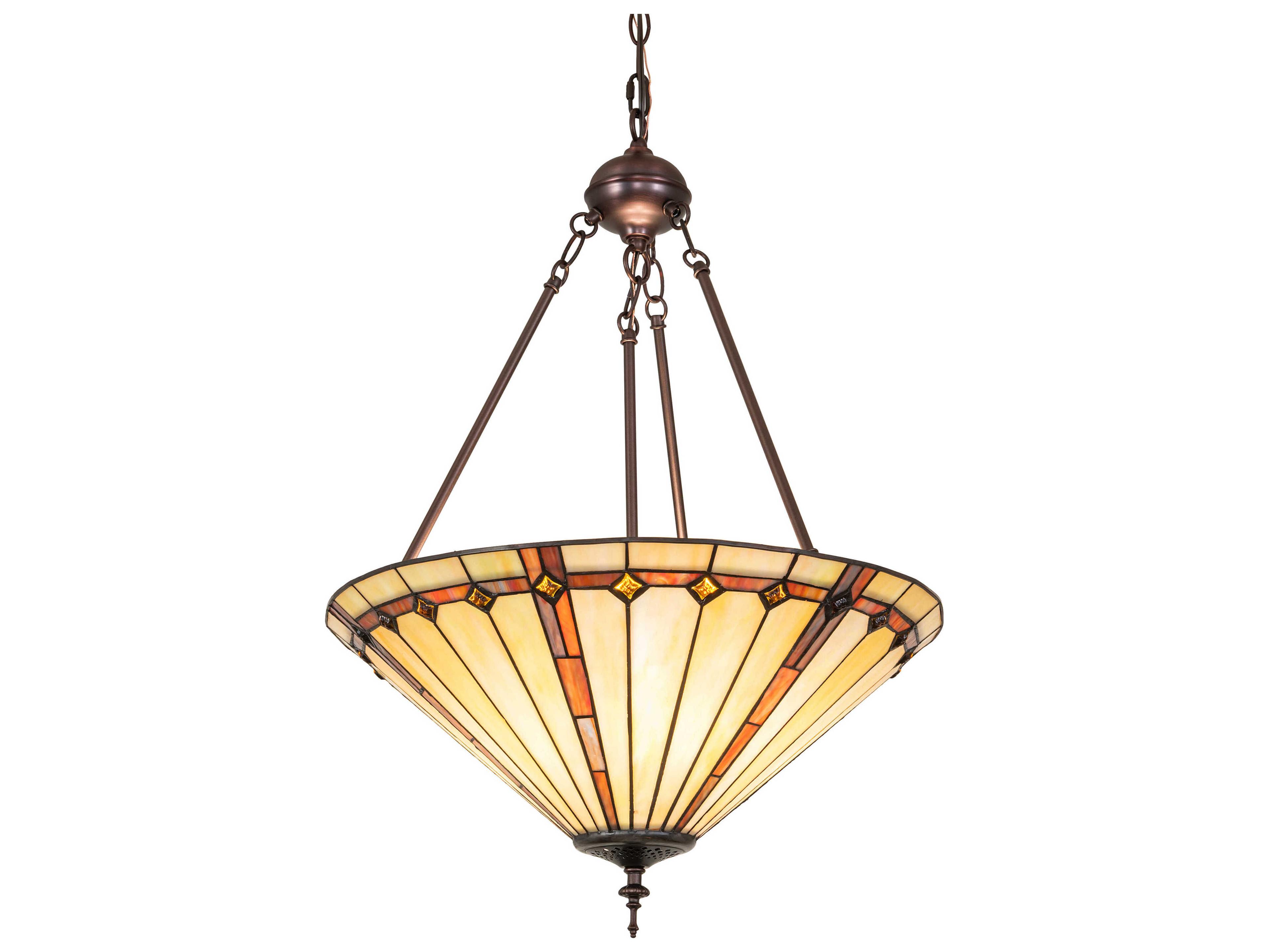 Belvidere 3-Light Mahogany Bronze Glass Tiffany Pendant