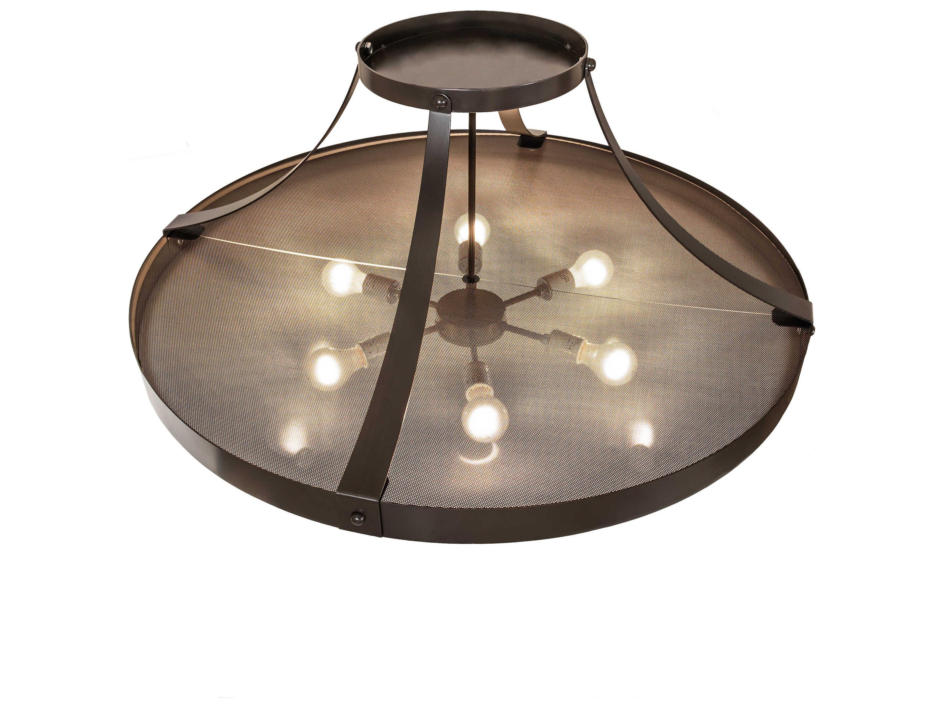 Meyda 6-Light Timeless Bronze Bowl Semi Flush Mount