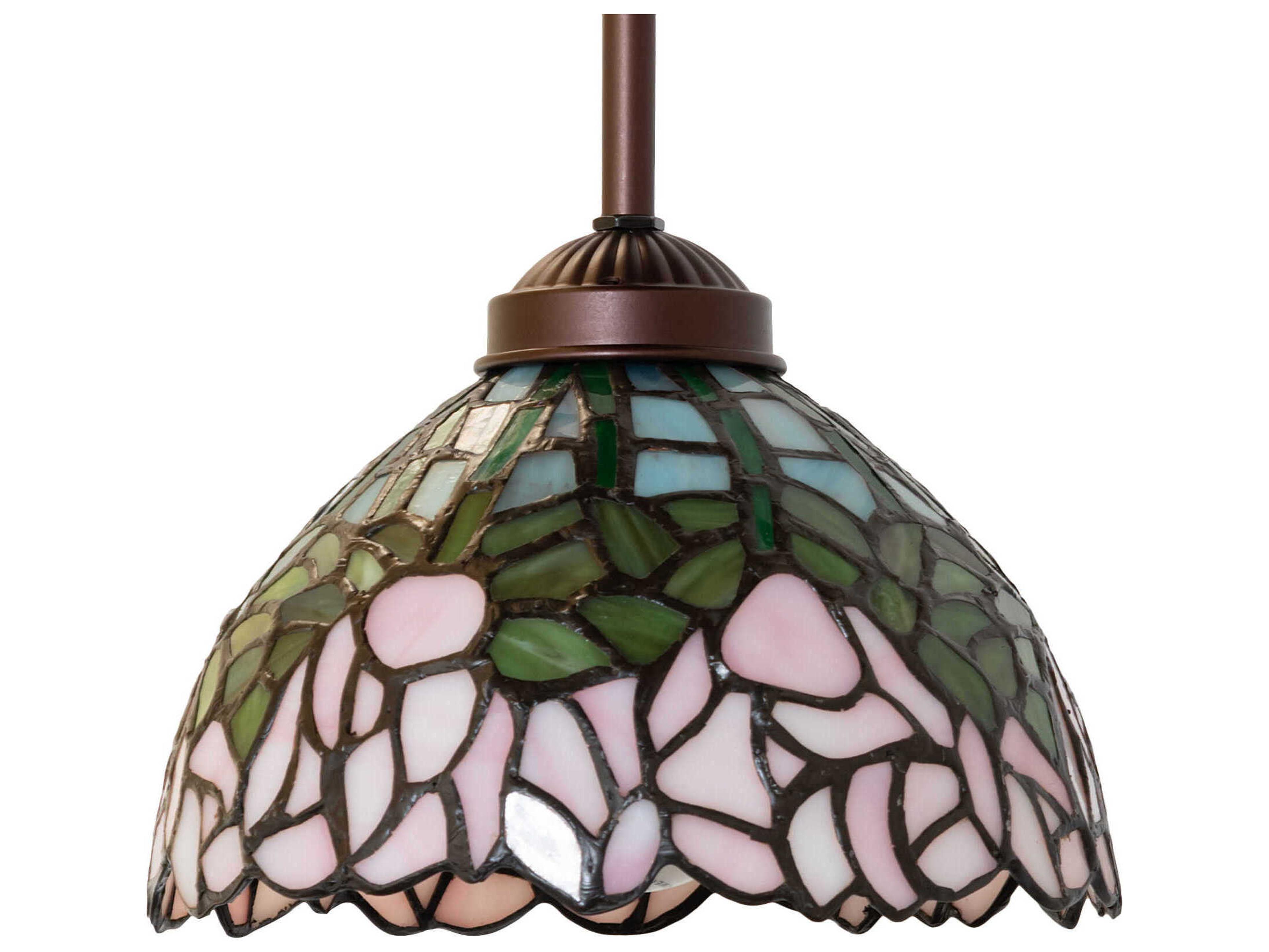 Meyda Tiffany Cabbage Rose 1-Light Mahogany Bronze Glass Dome Mini Pendant