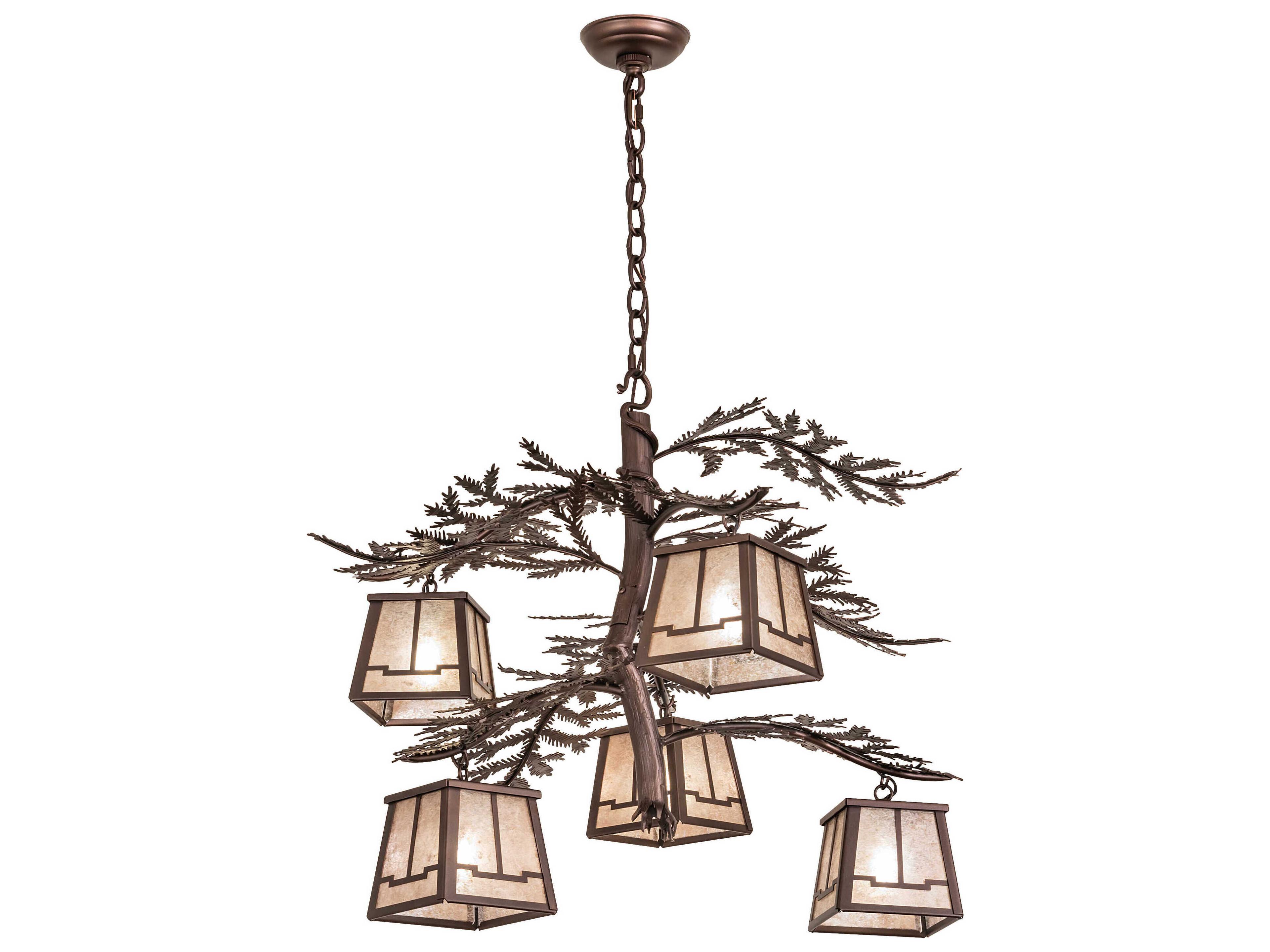 Pine Branch Valley View 5-Light Mahogany Bronze Lantern Chandelier