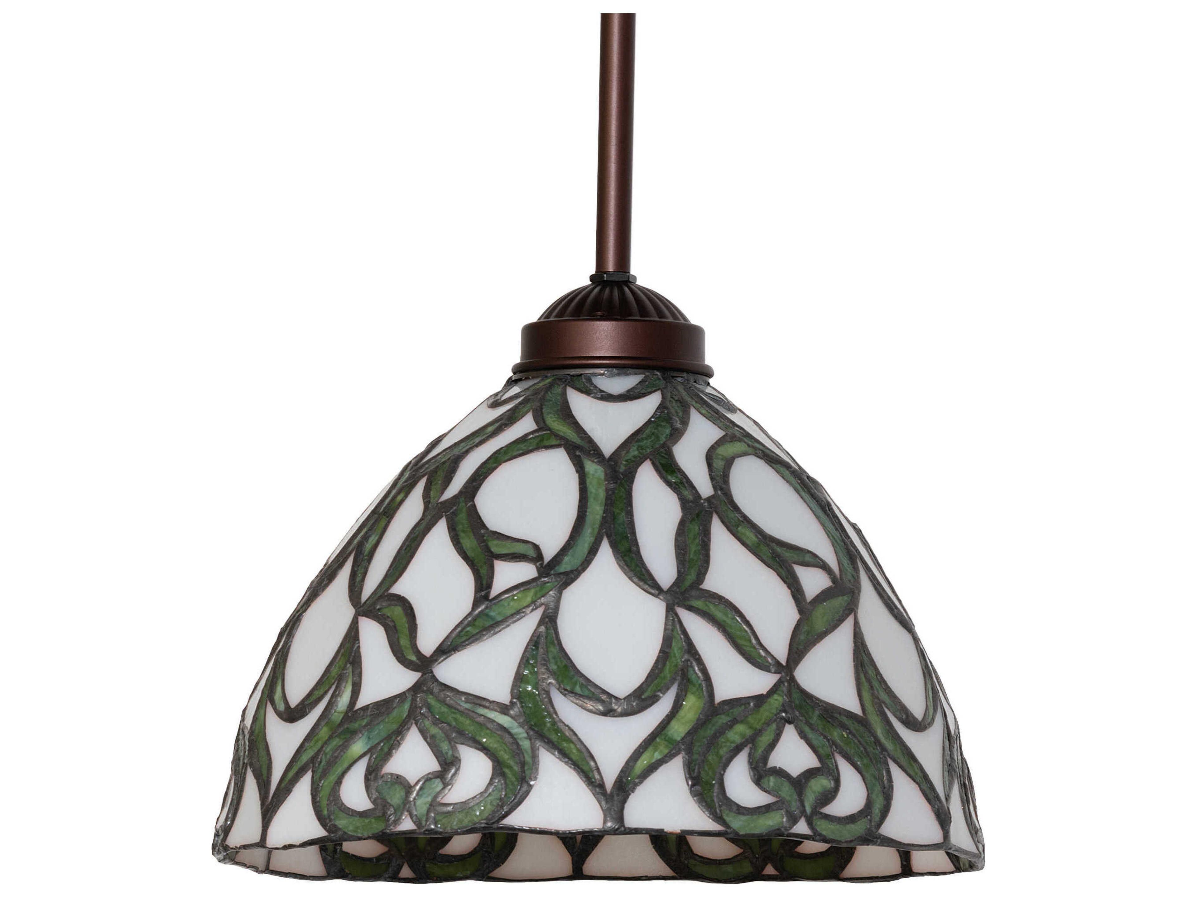 Meyda 1-Light Mahogany Bronze Glass Tiffany Dome Mini Pendant