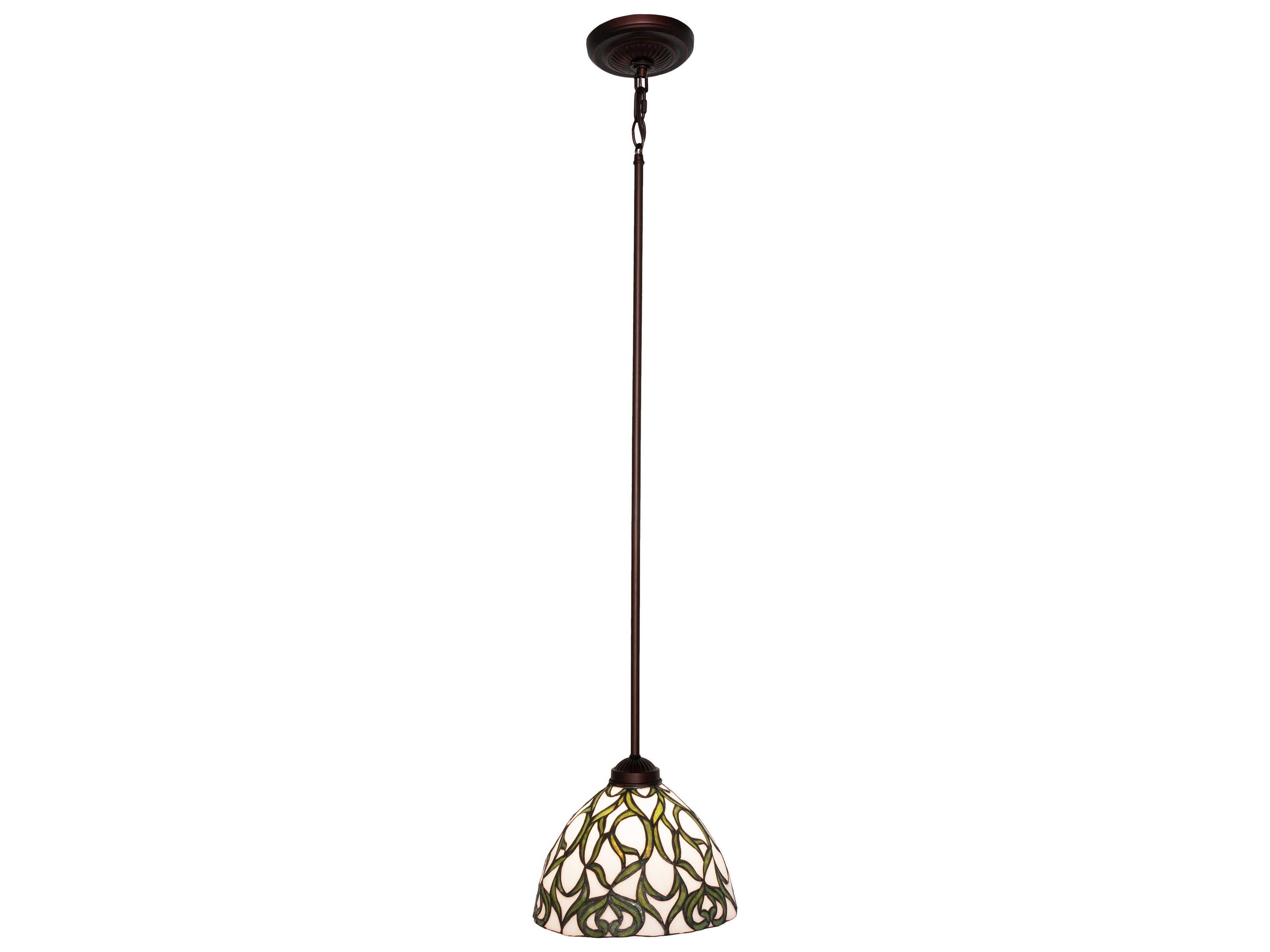Meyda 1-Light Mahogany Bronze Glass Tiffany Dome Mini Pendant