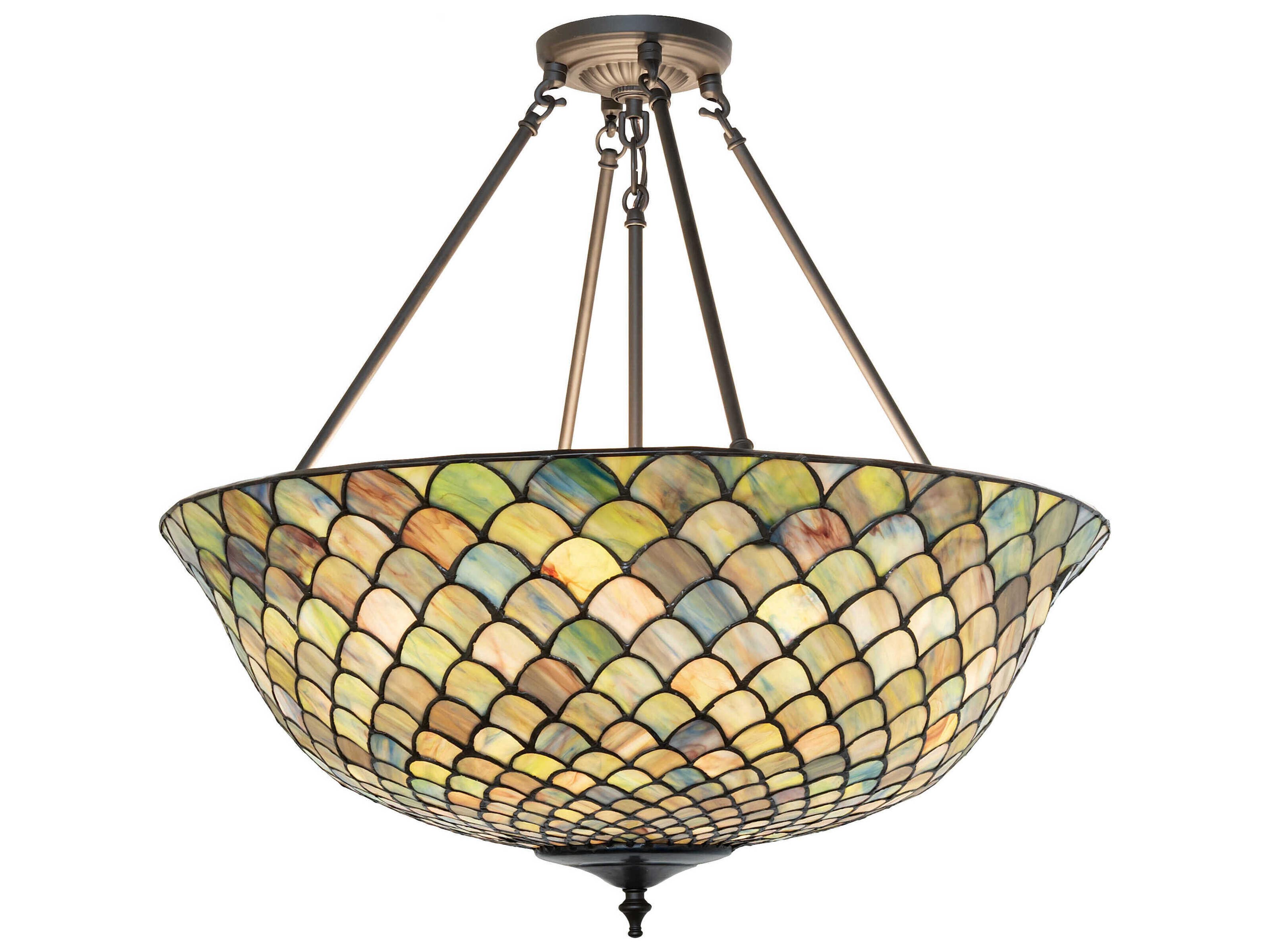 Tiffany Fishscale 3-Light Oil Rubbed Bronze Bowl Semi Flush Mount