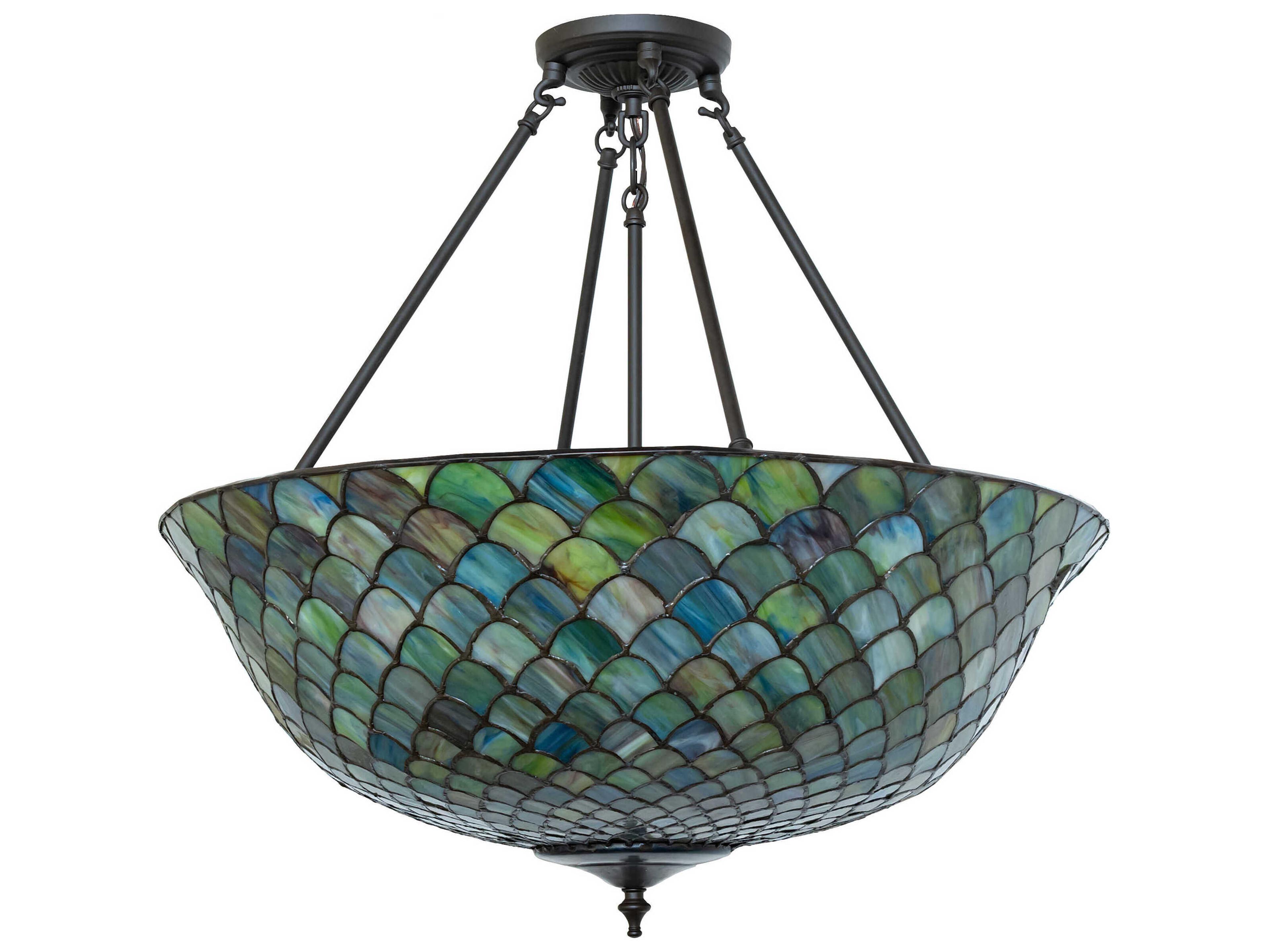 Meyda Tiffany Fishscale 3-Light Oil Rubbed Bronze Bowl Semi Flush Mount