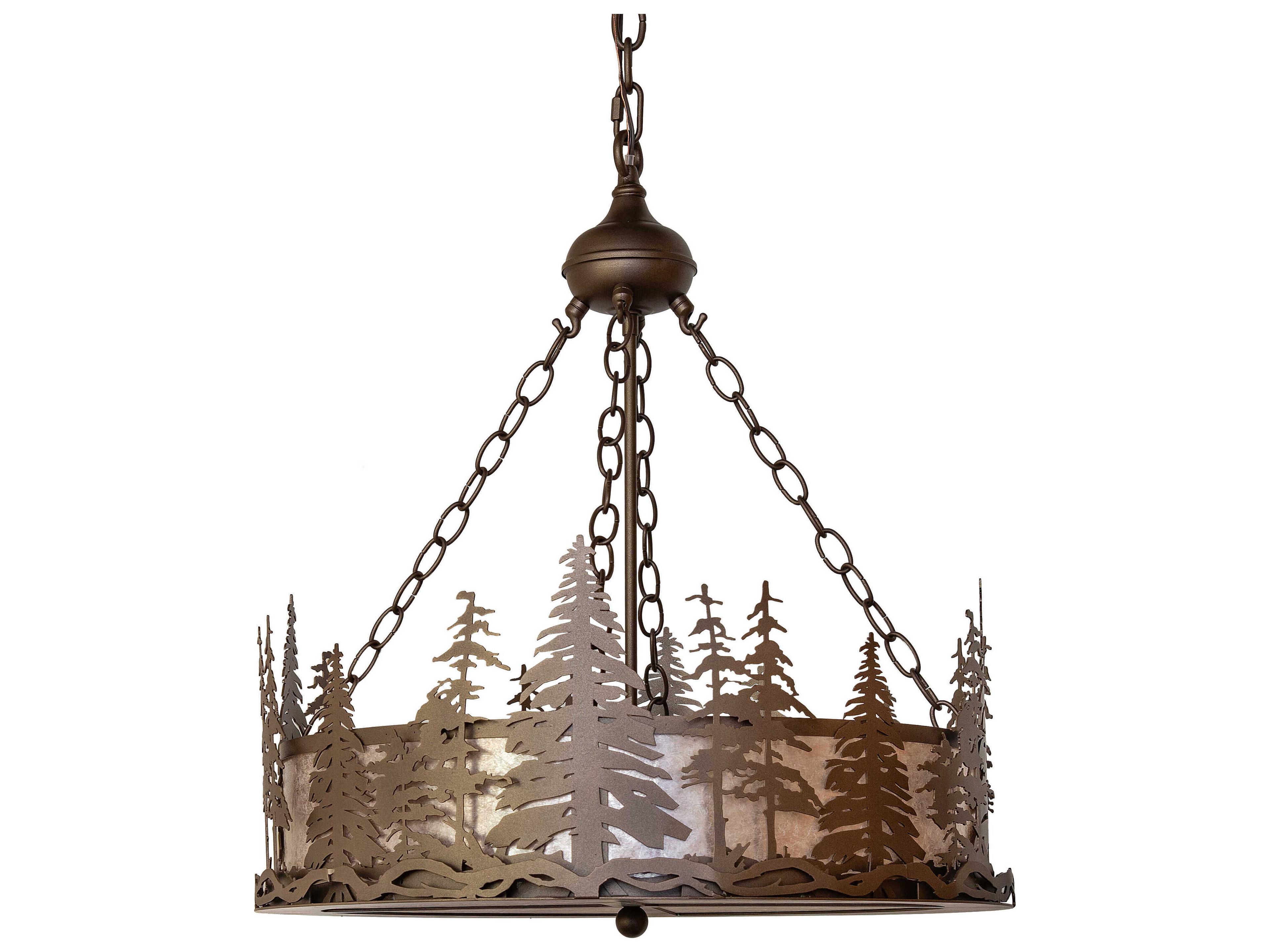 Meyda Tall Pines 4-Light Bronze Pendant