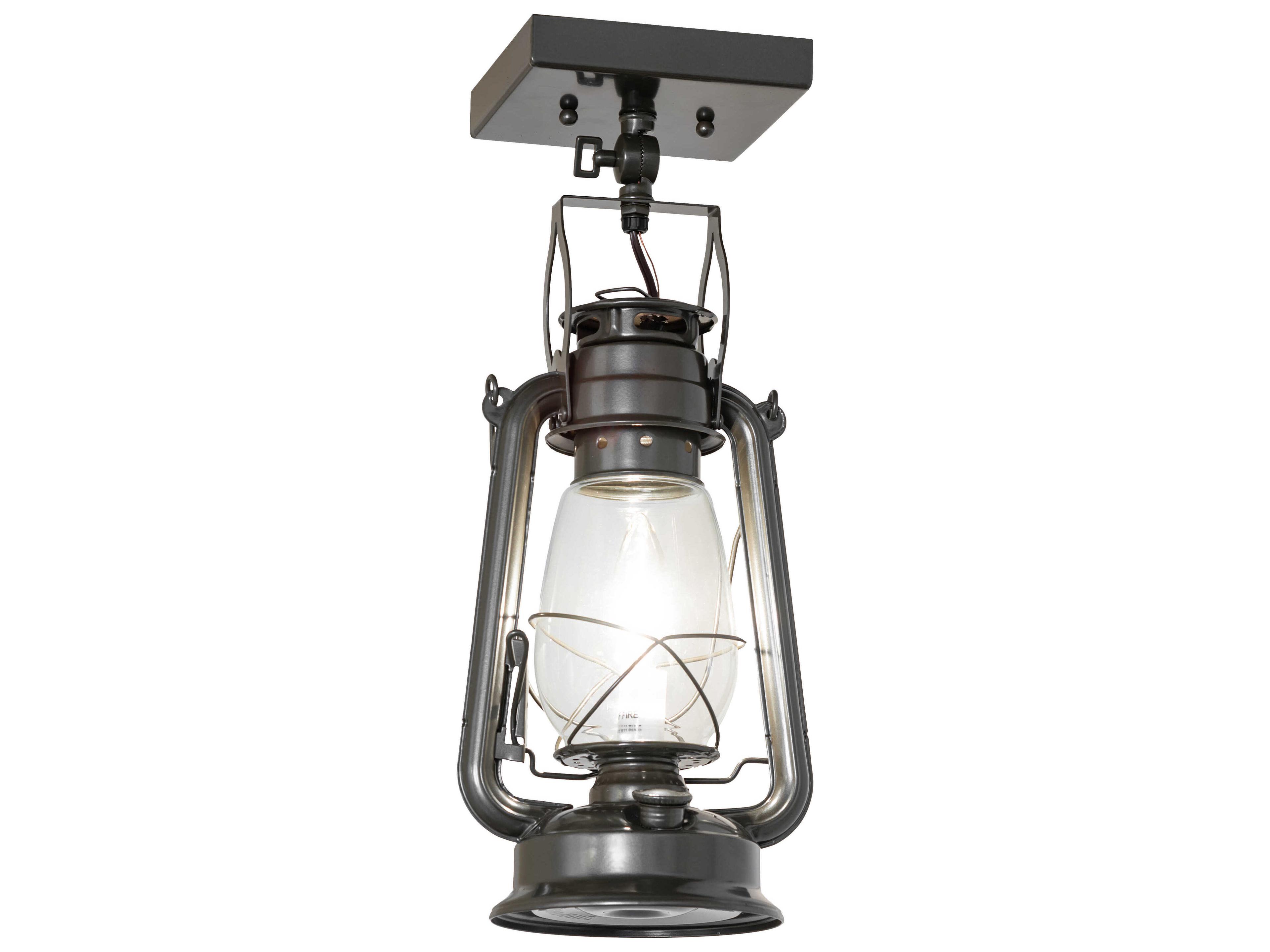 Miners Lantern 1-Light Oil Rubbed Bronze Flush Mount