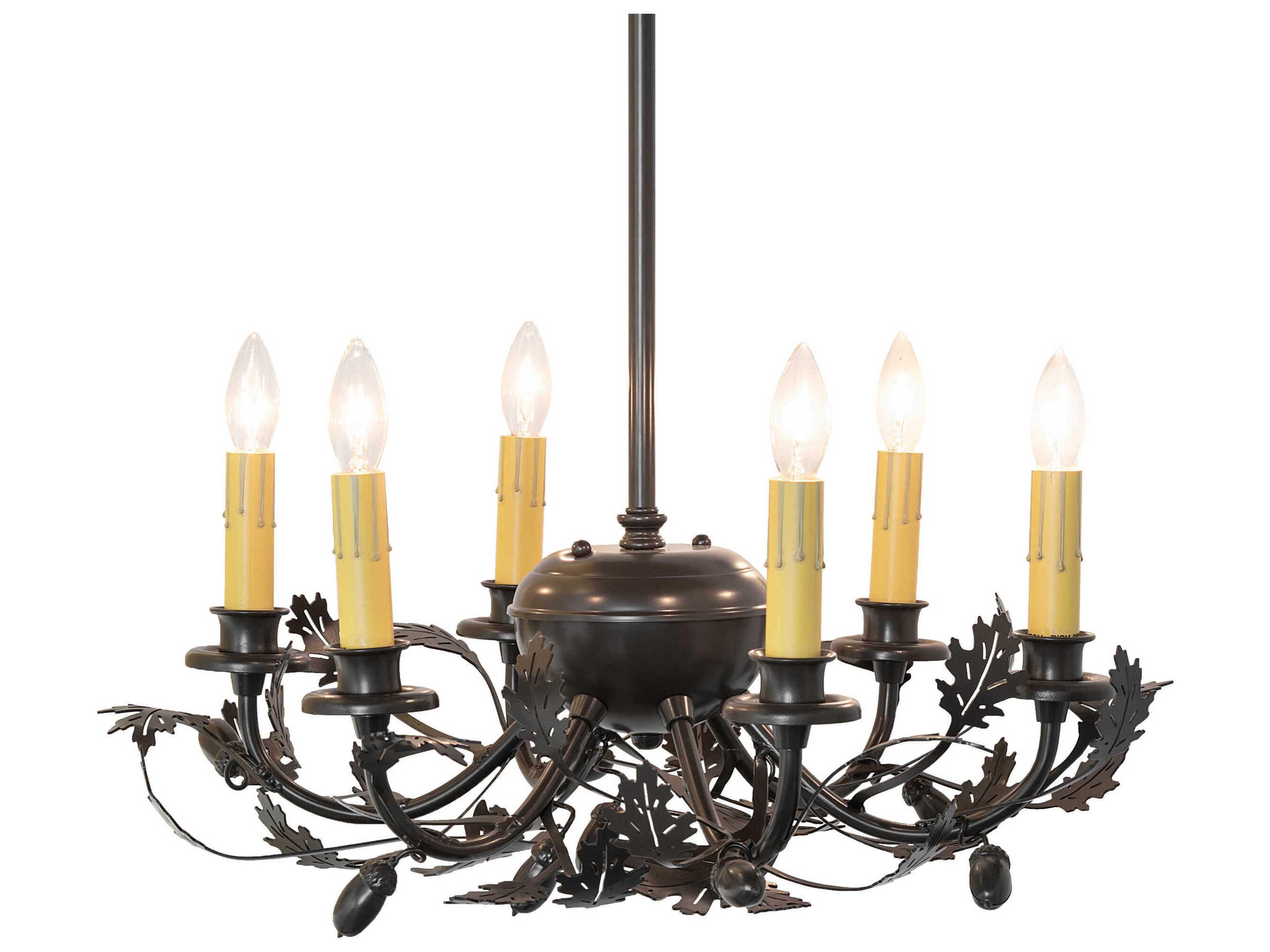 Oak Leaf & Acorn 6-Light Timeless Bronze Candelabra Chandelier
