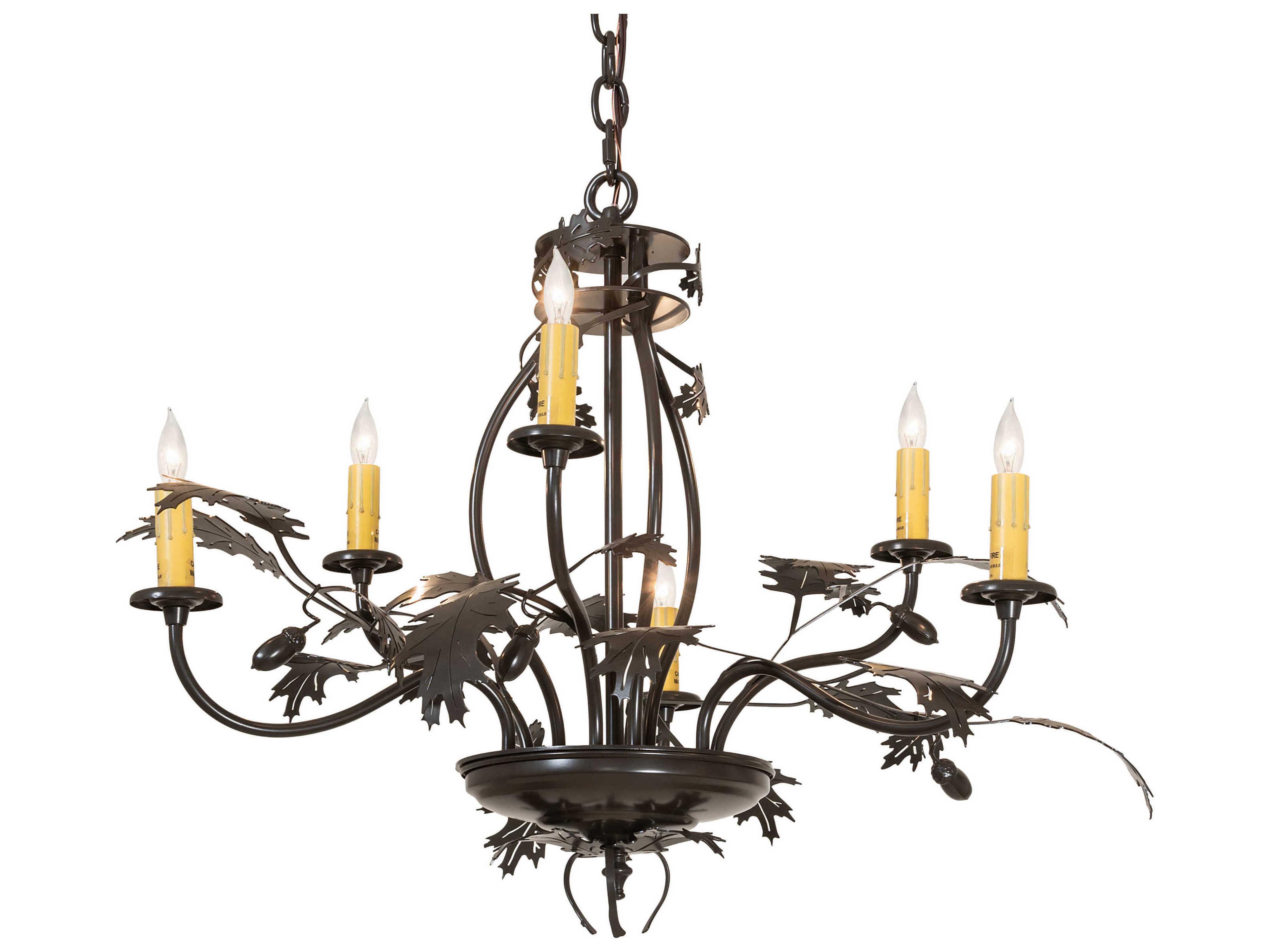 Oak Leaf & Acorn 6-Light Timeless Bronze Candelabra Chandelier