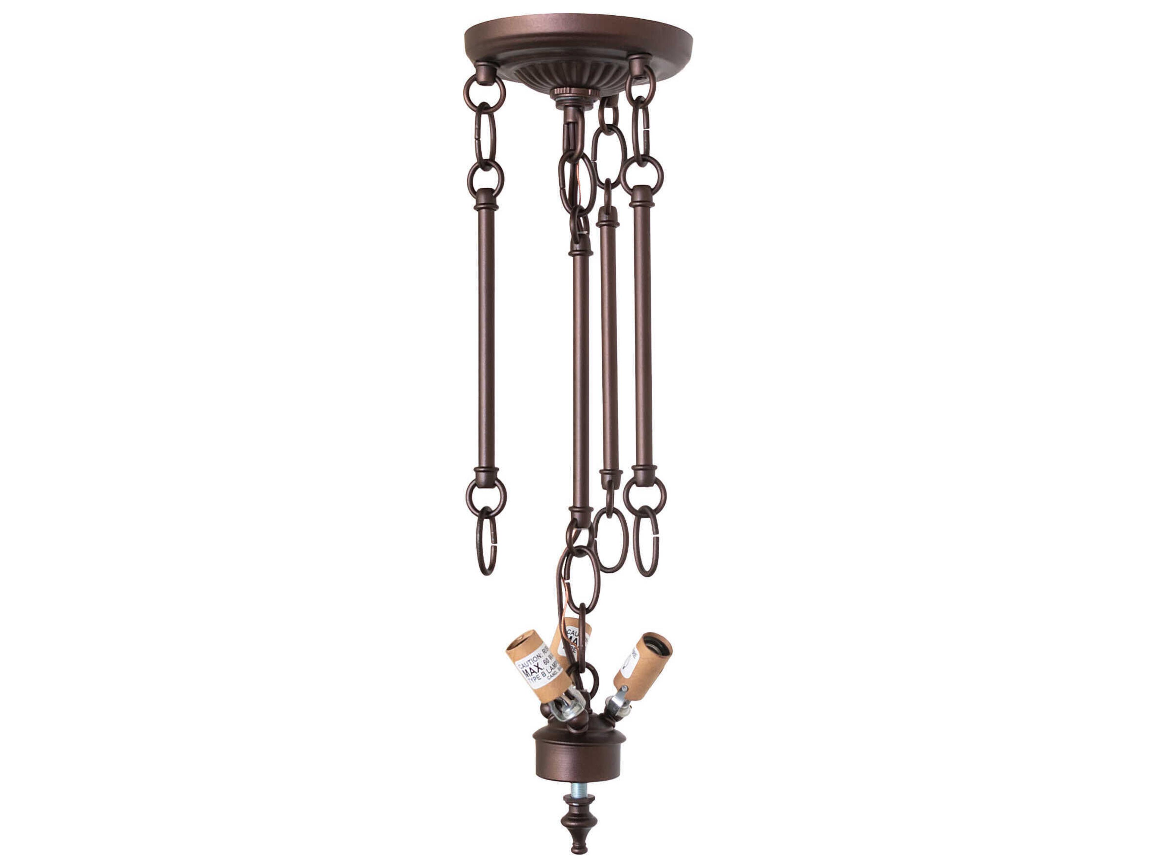 3-Light Mahogany Bronze Semi Flush Mount