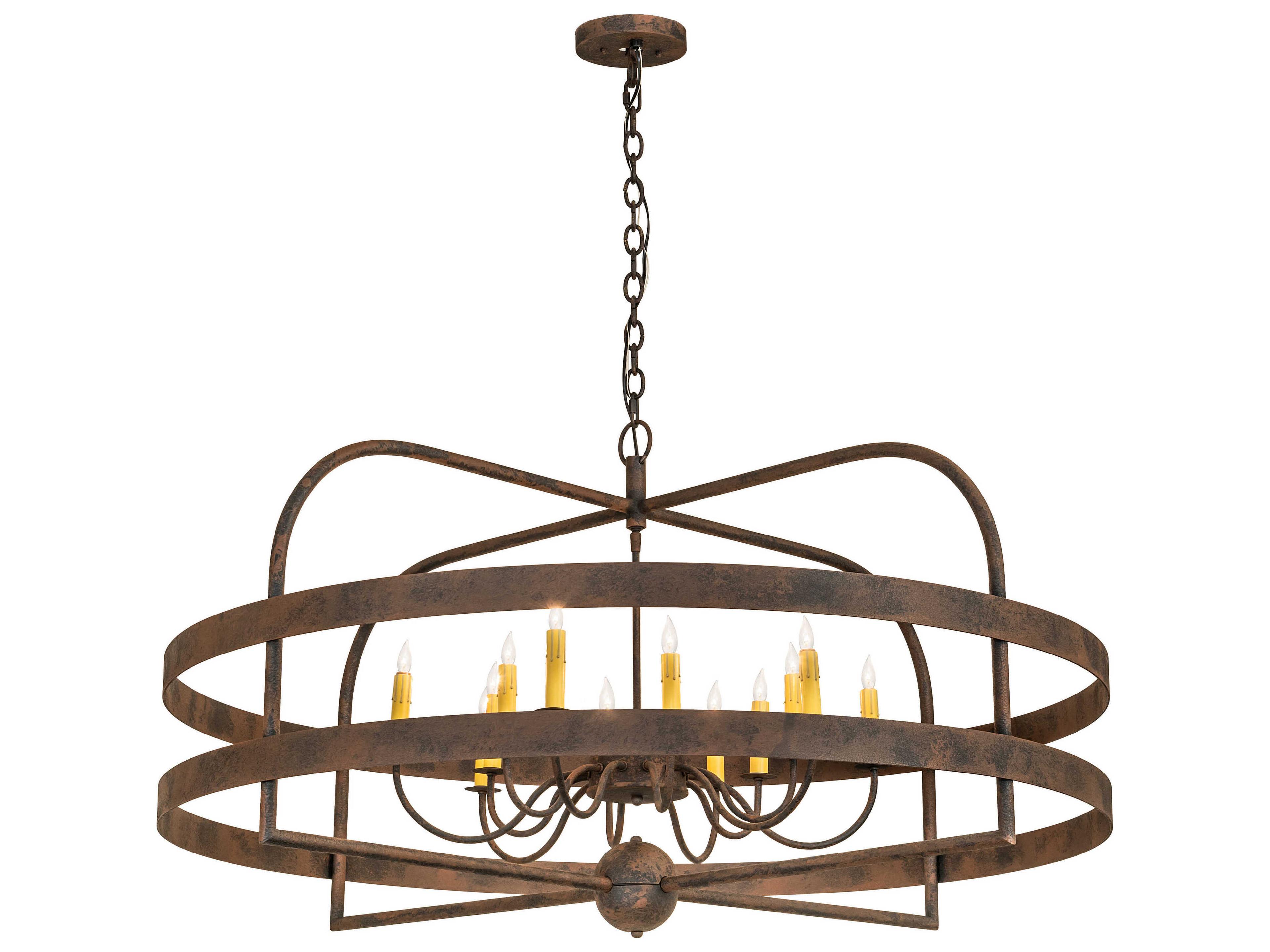 Meyda Aldari 12-Light Distressed Chestnut Brown Candelabra Chandelier