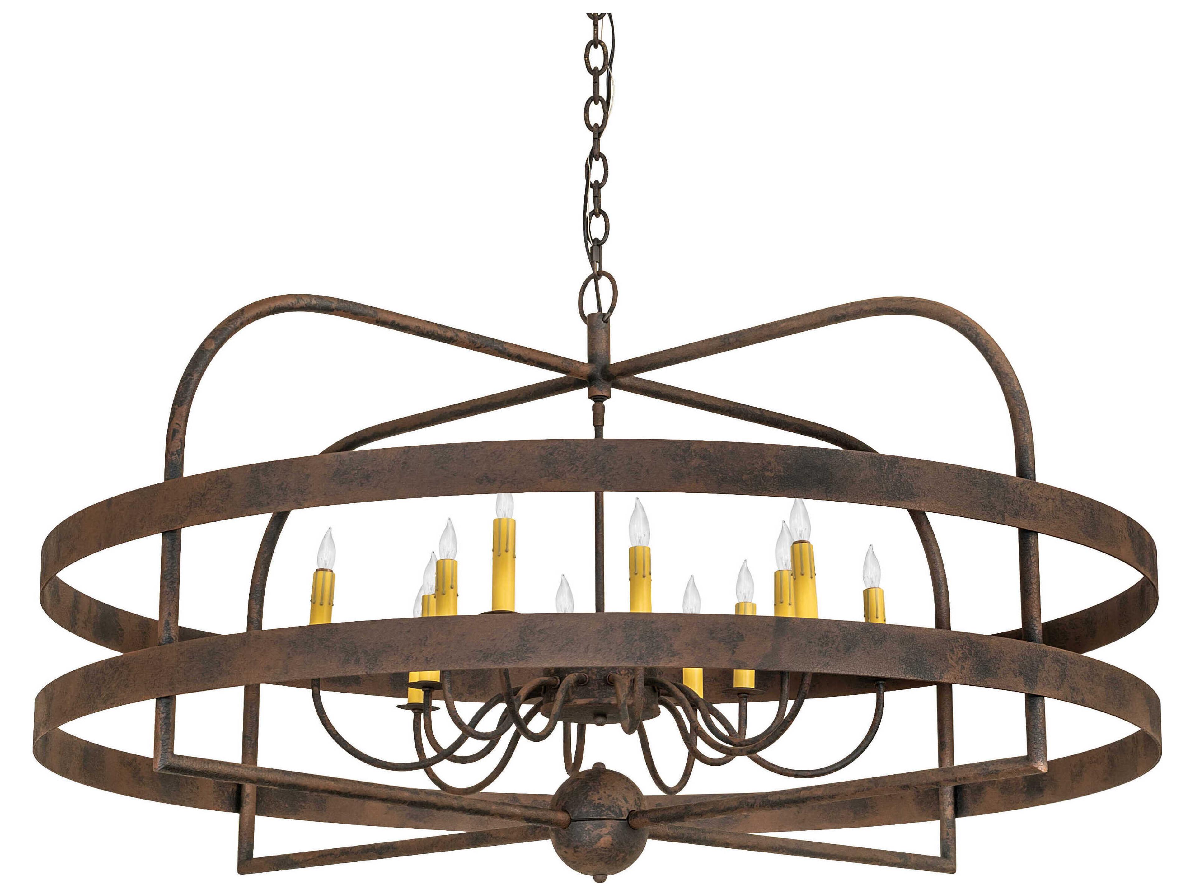 Meyda Aldari 12-Light Distressed Chestnut Brown Candelabra Chandelier