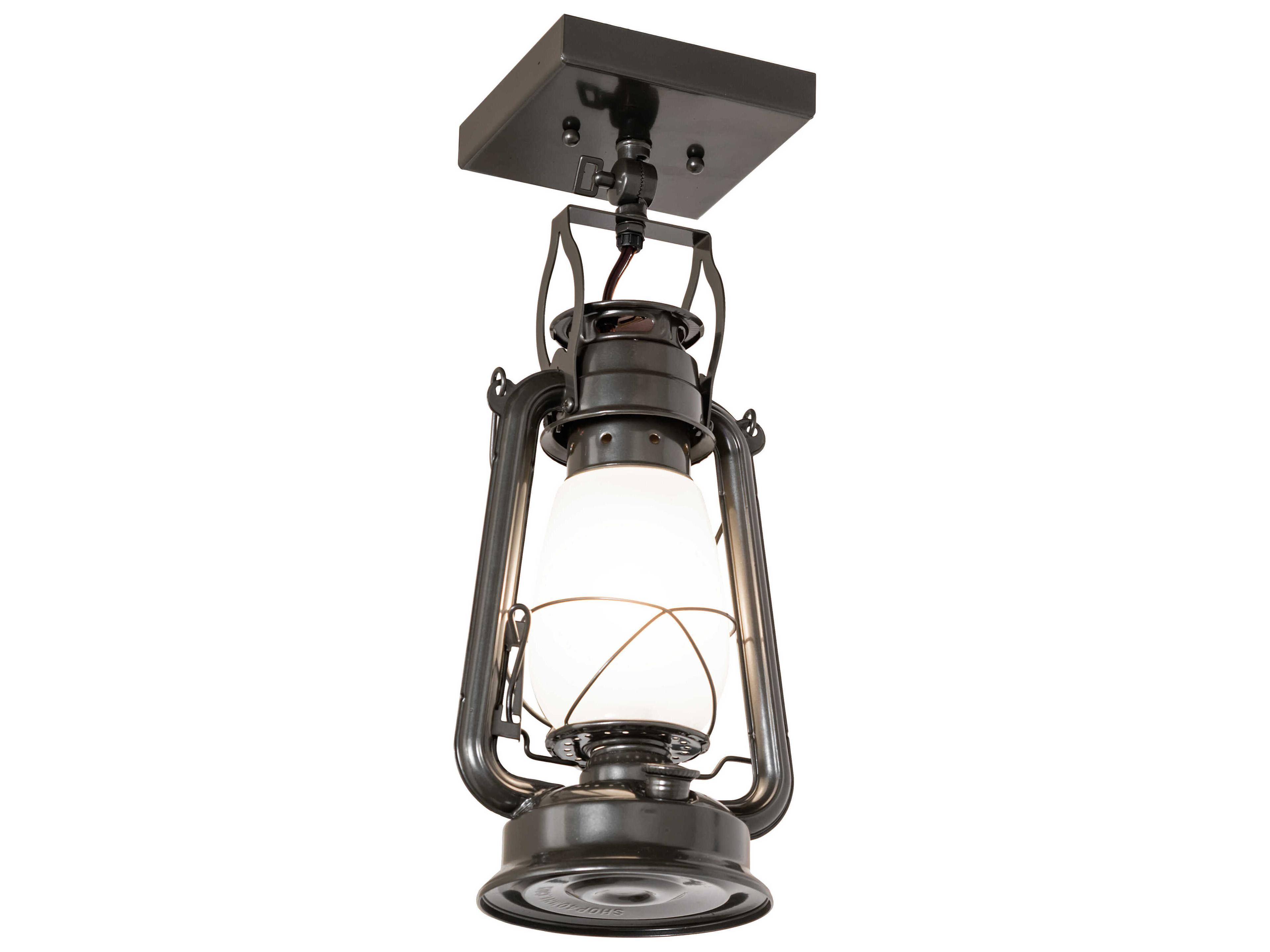 Miners Lantern 1-Light Oil Rubbed Bronze Flush Mount