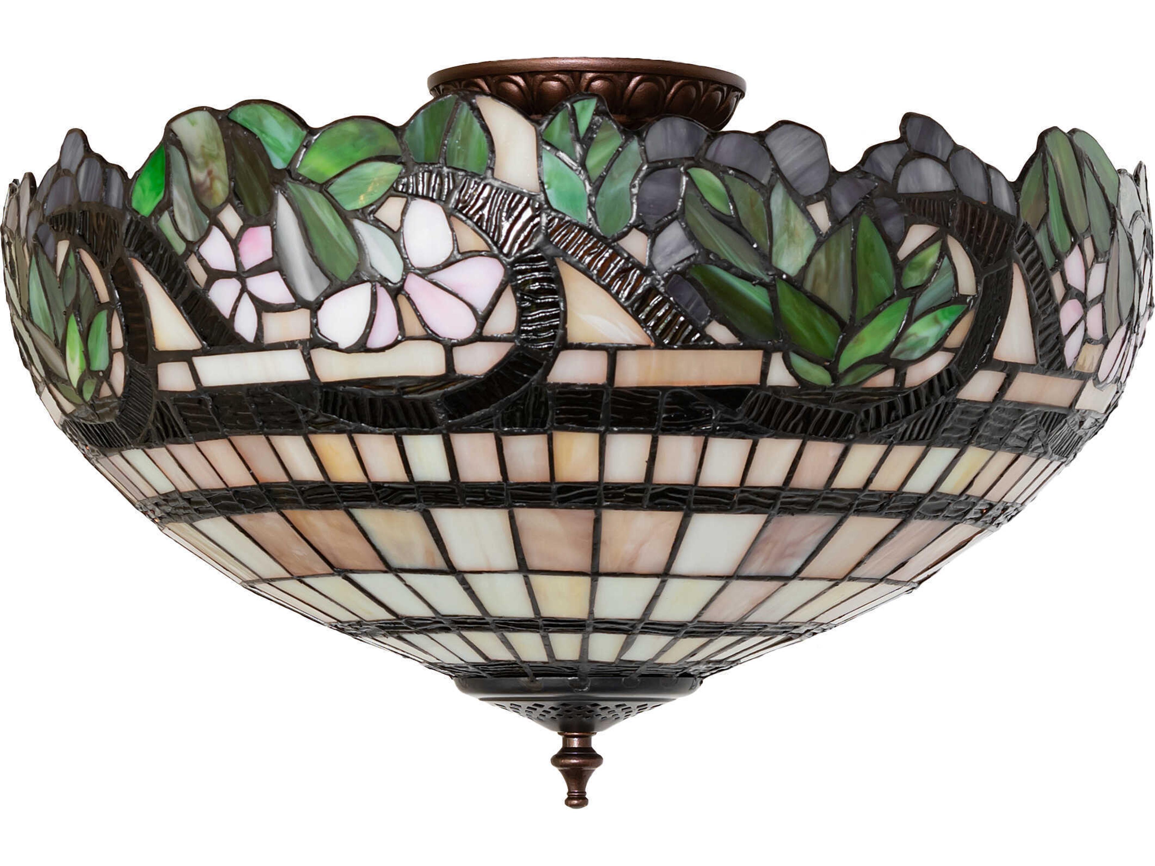 Meyda Handel Grapevine 4-Light Mahogany Bronze Bowl Flush Mount