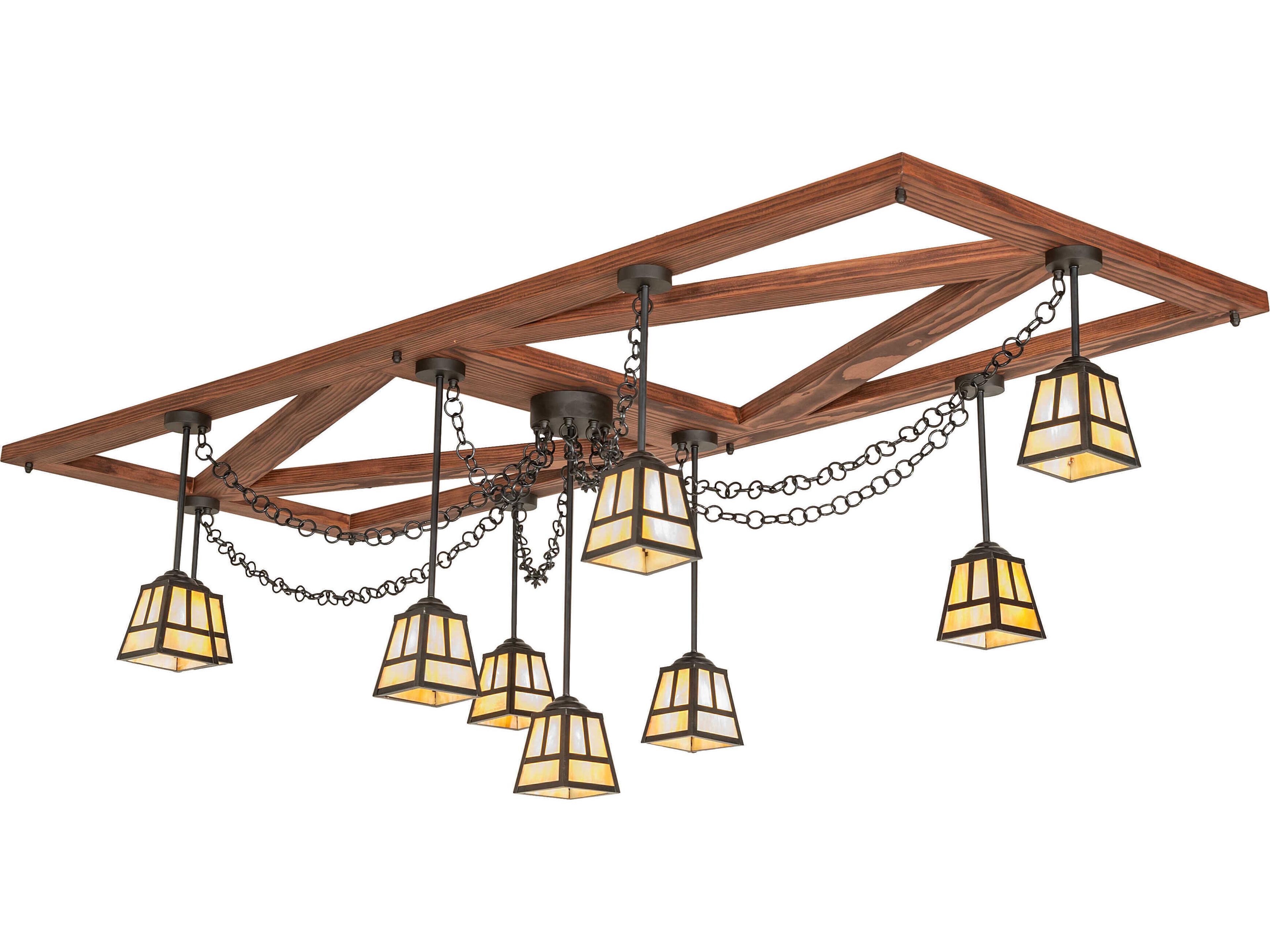 Pocono Pool House 9-Light Oil Rubbed Bronze / Craftsman Brown Island Pendant