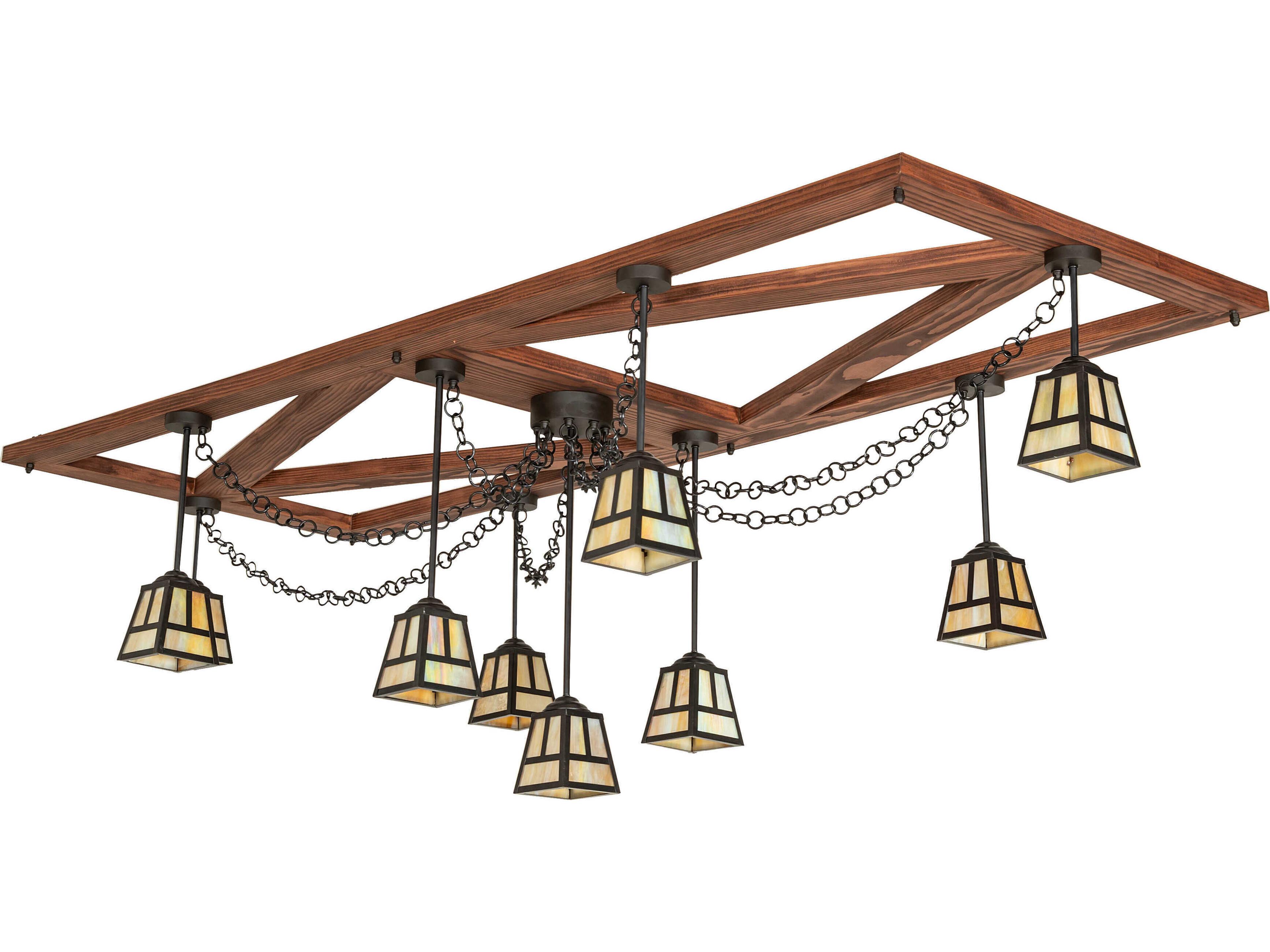 Meyda Pocono Pool House 9-Light Oil Rubbed Bronze / Craftsman Brown Island Pendant