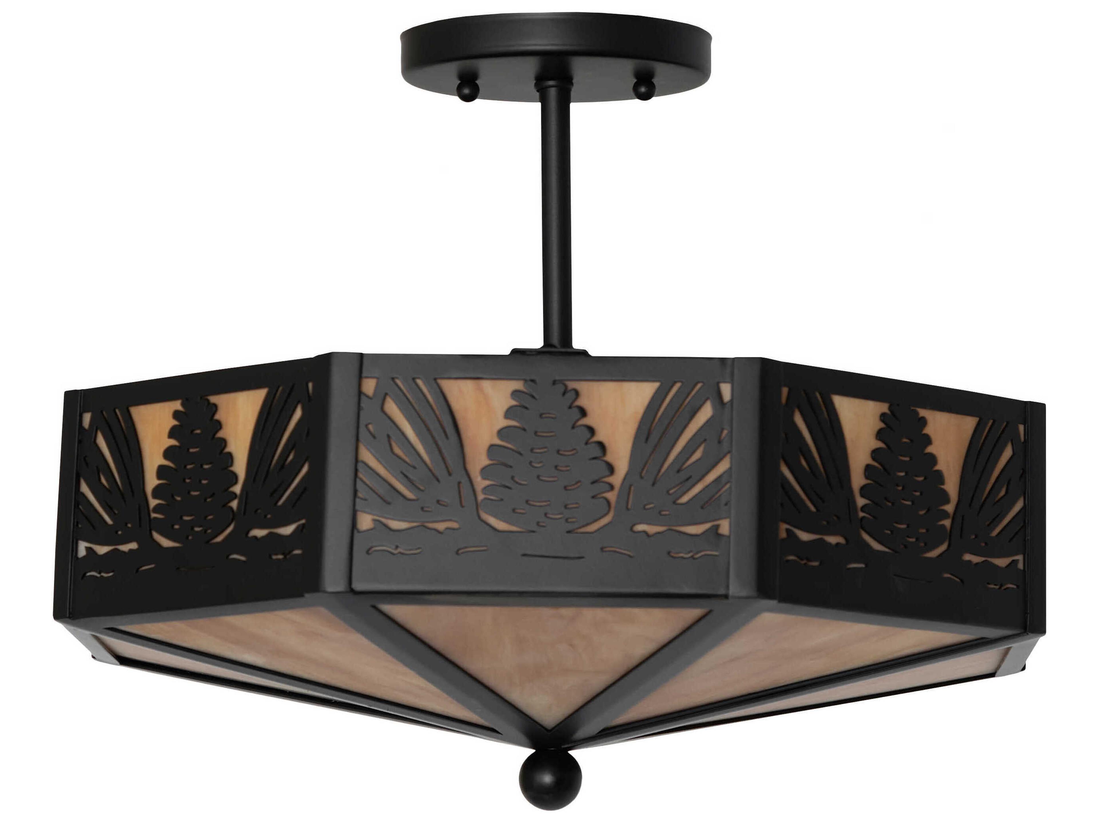 Meyda Pinecone 4-Light Solar Black Semi Flush Mount