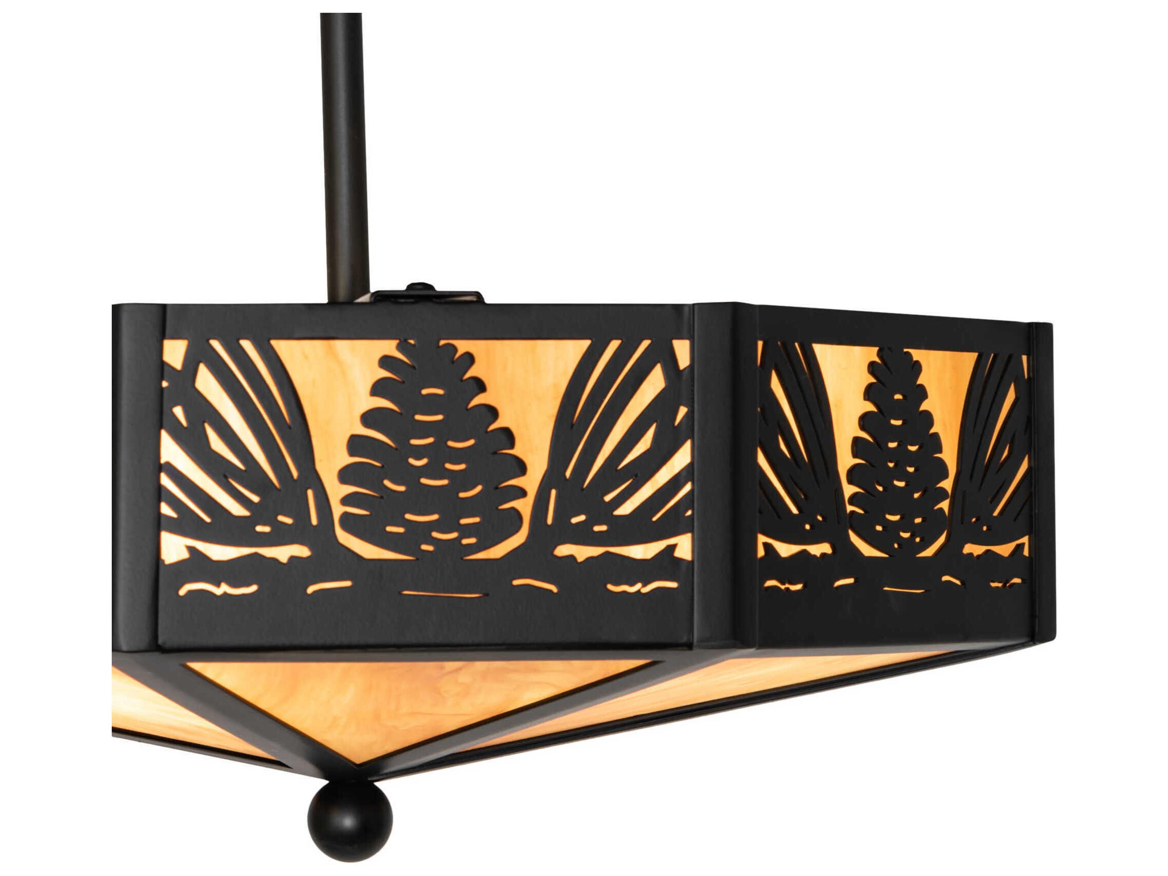 Meyda Pinecone 4-Light Solar Black Semi Flush Mount