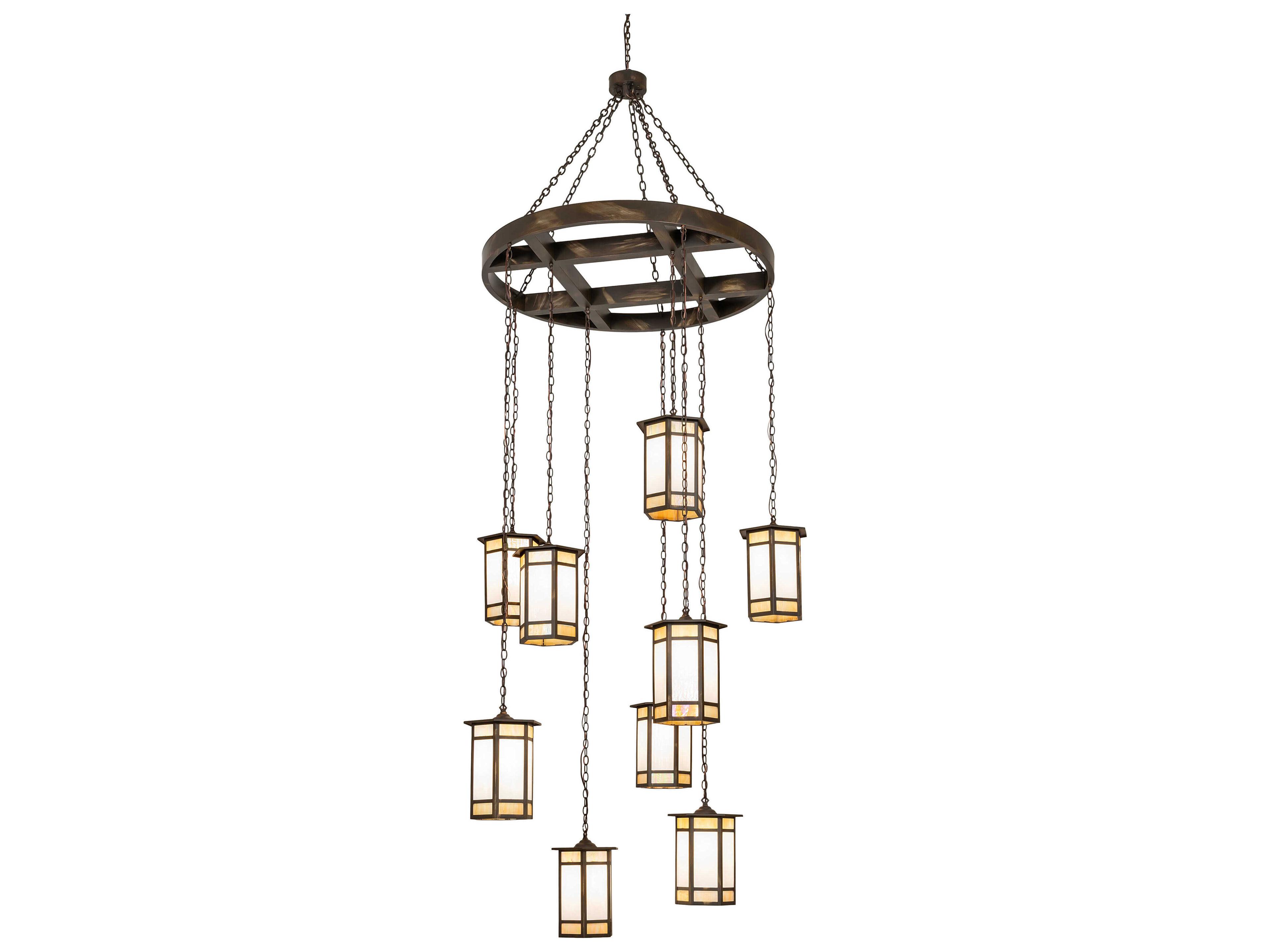 Asbury Turret 9-Light Antique Brass Pendant