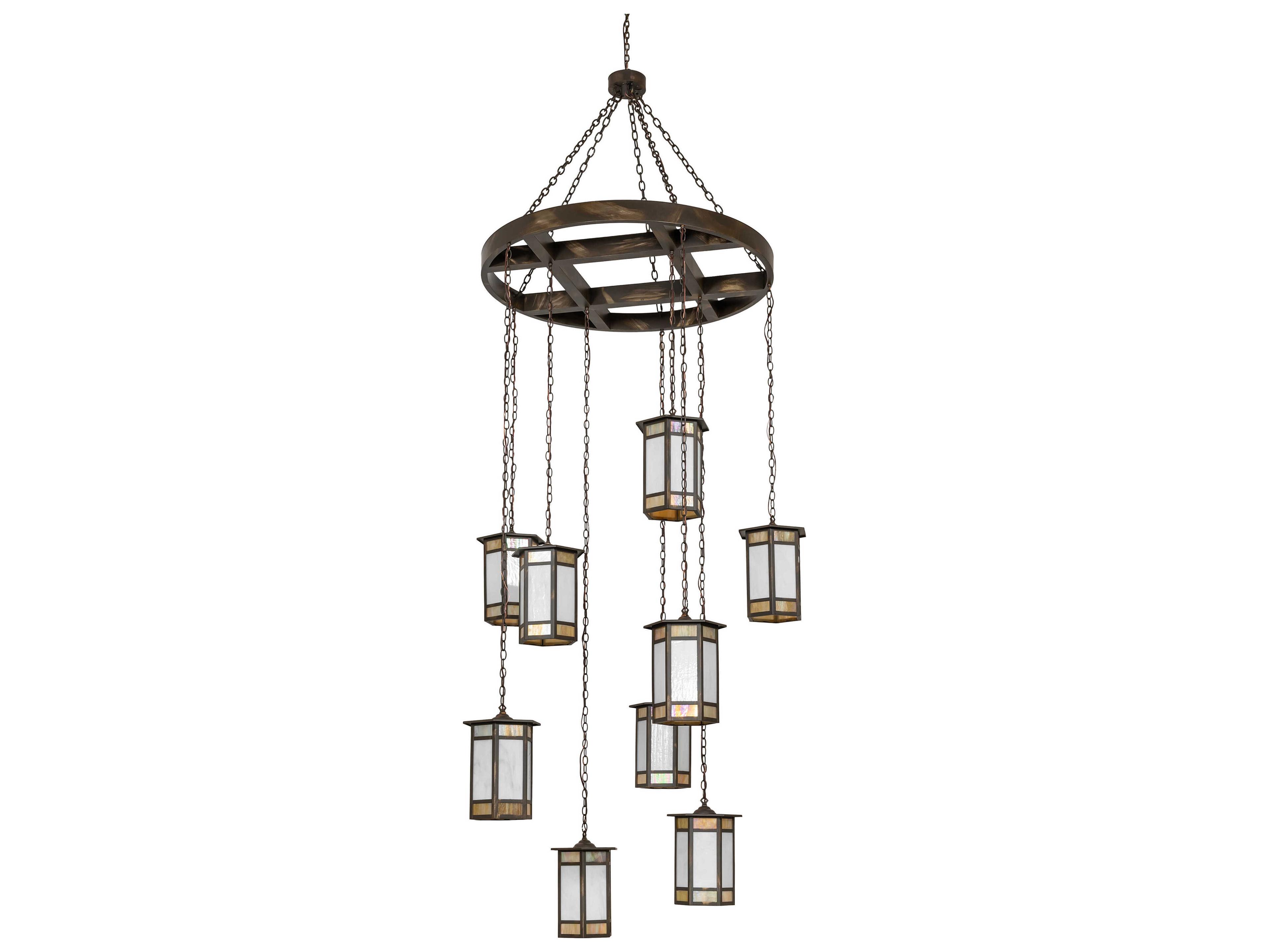 Meyda Asbury Turret 9-Light Antique Brass Pendant