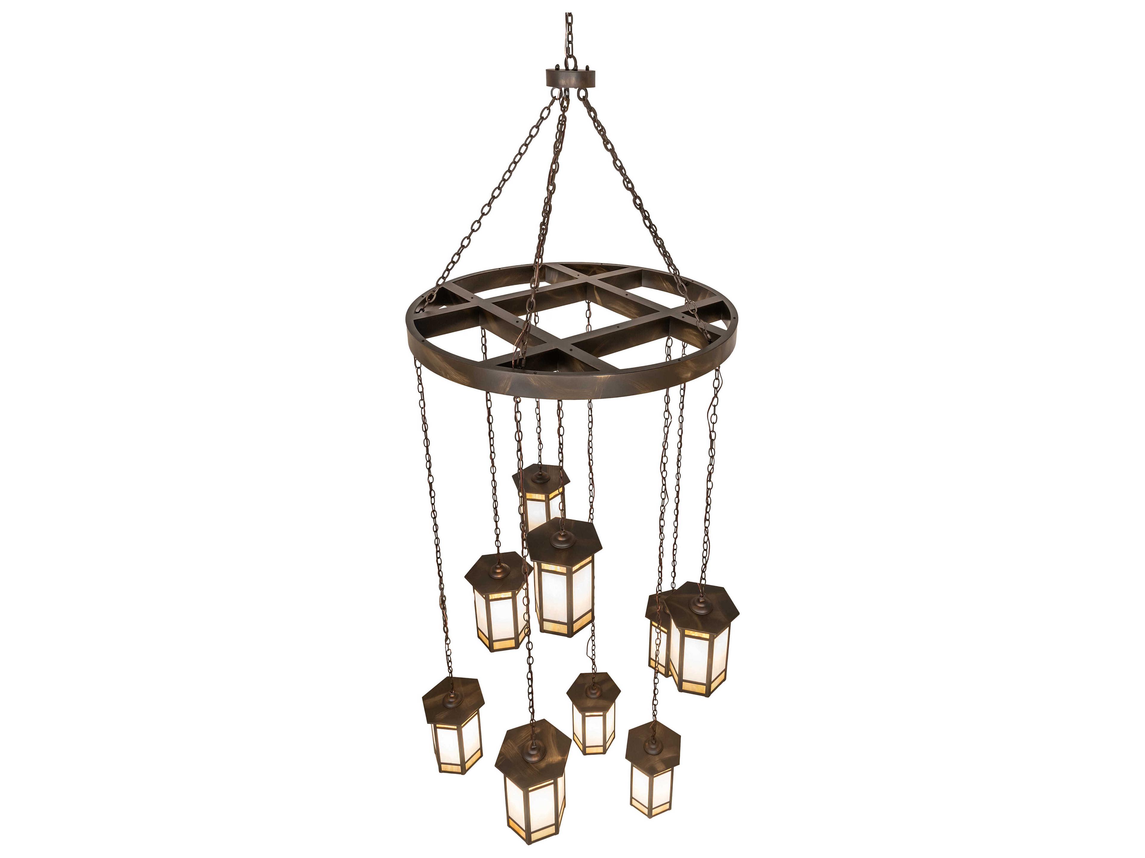 Meyda Asbury Turret 9-Light Antique Brass Pendant