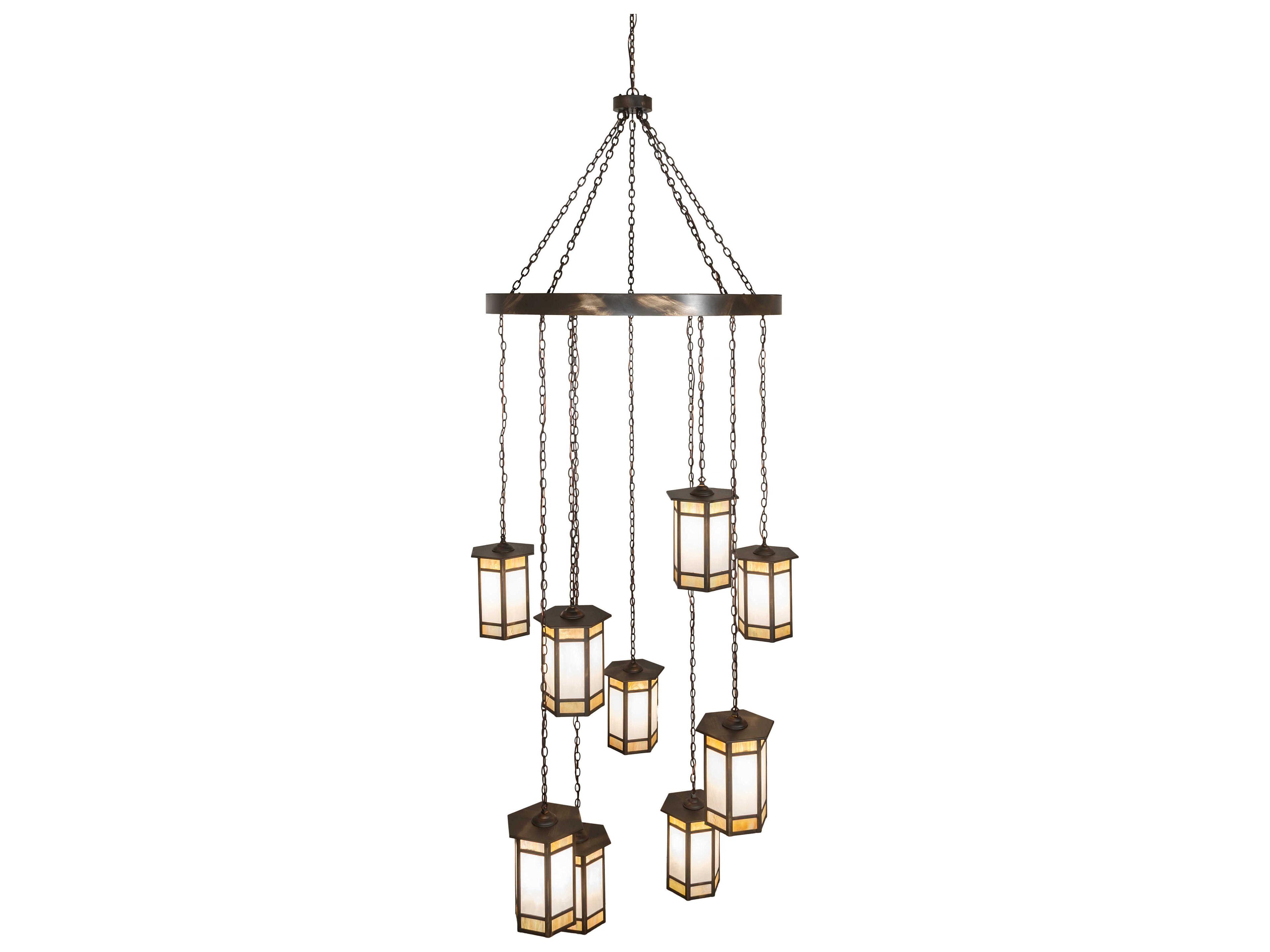 Meyda Asbury Turret 9-Light Antique Brass Pendant