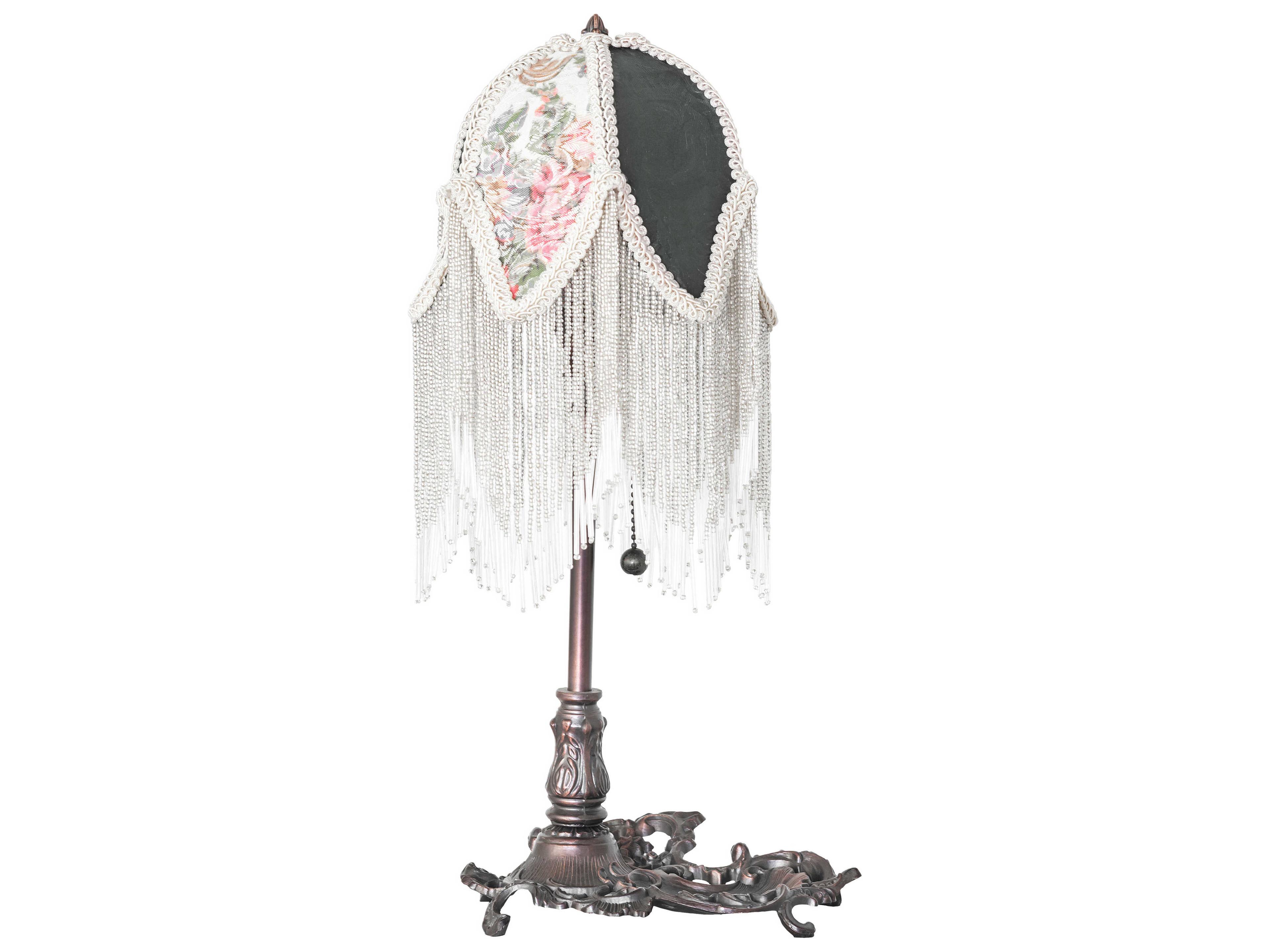 Meyda Fabric Tulip Mahogany Bronze Table Lamp