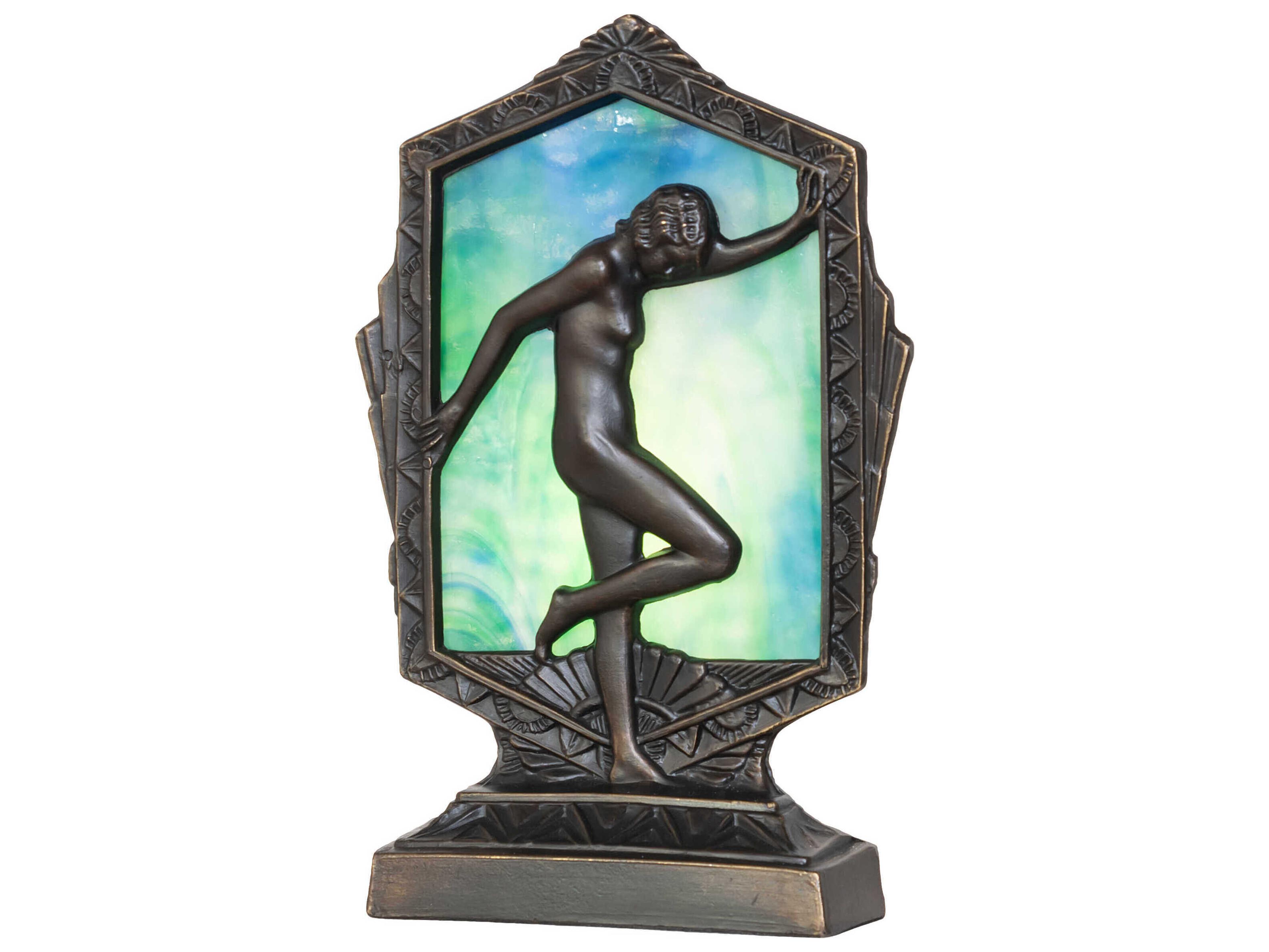 Posing Deco Lady Antique Brass Table Lamp