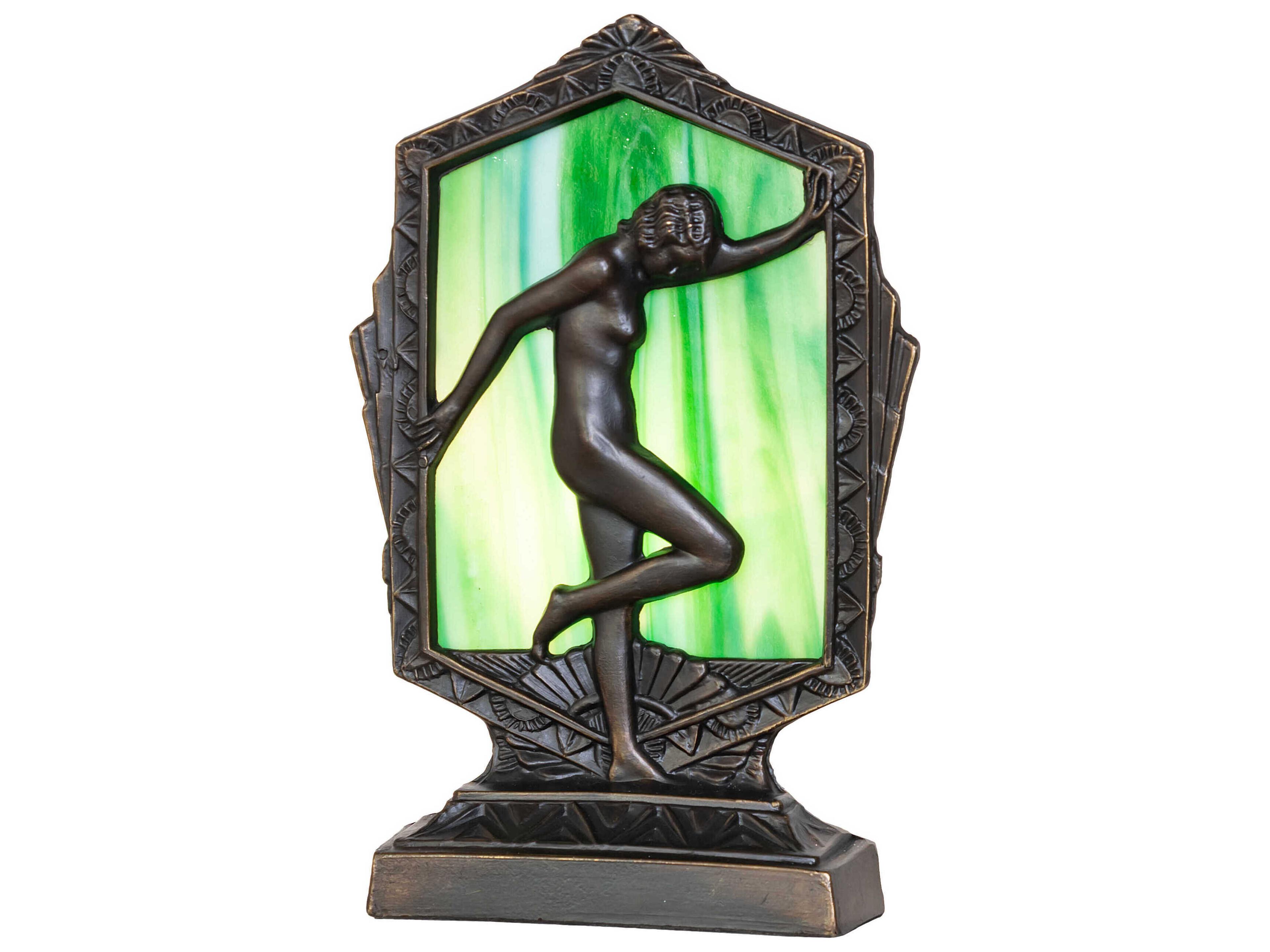 Posing Deco Lady Antique Brass Table Lamp