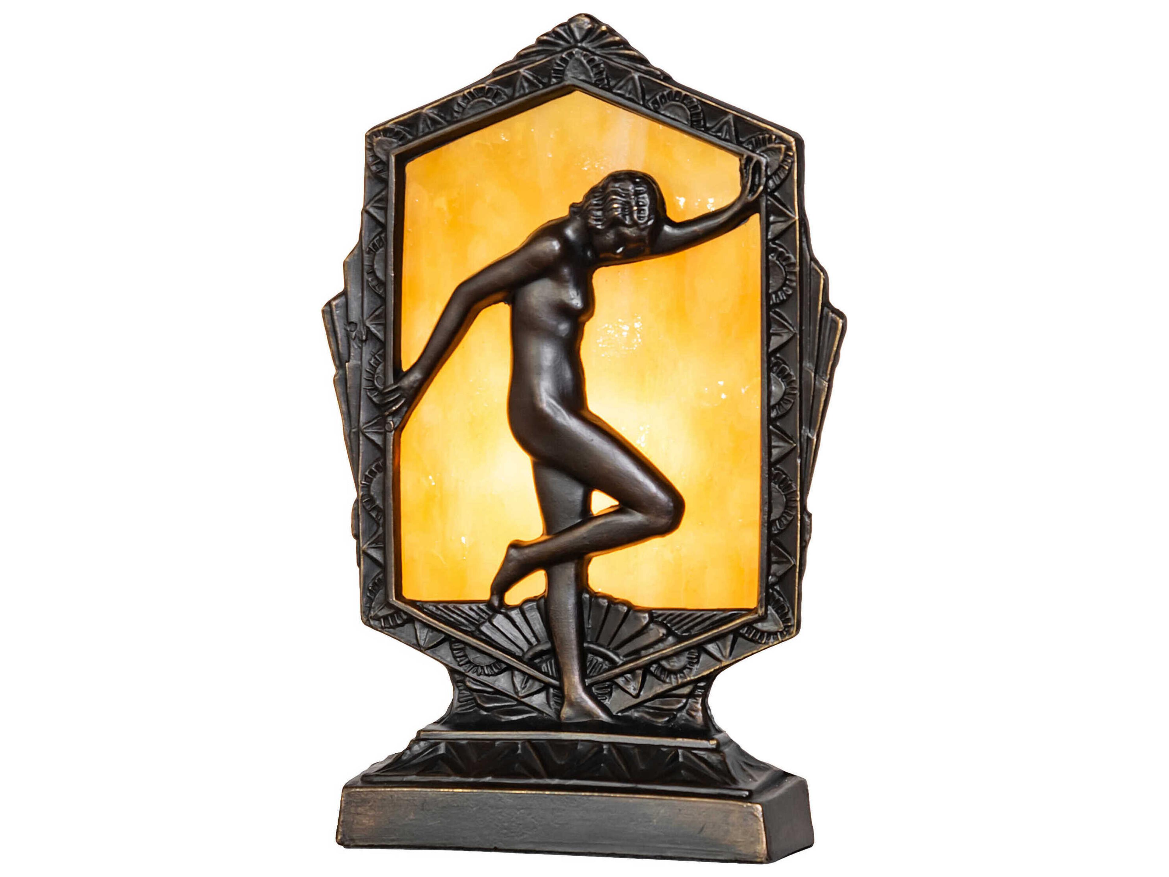 Posing Deco Lady Antique Brass Table Lamp