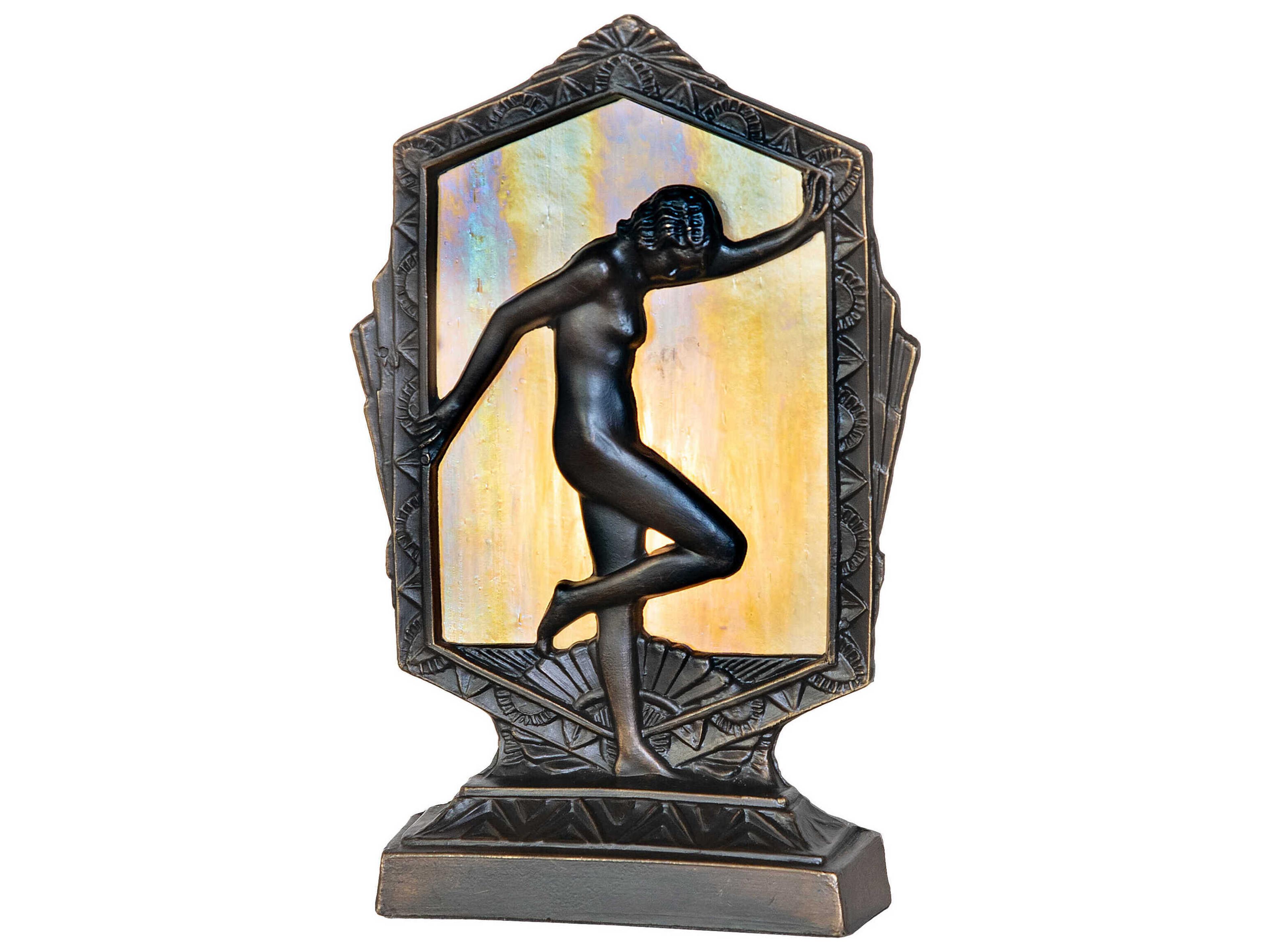Posing Deco Lady Antique Brass Table Lamp