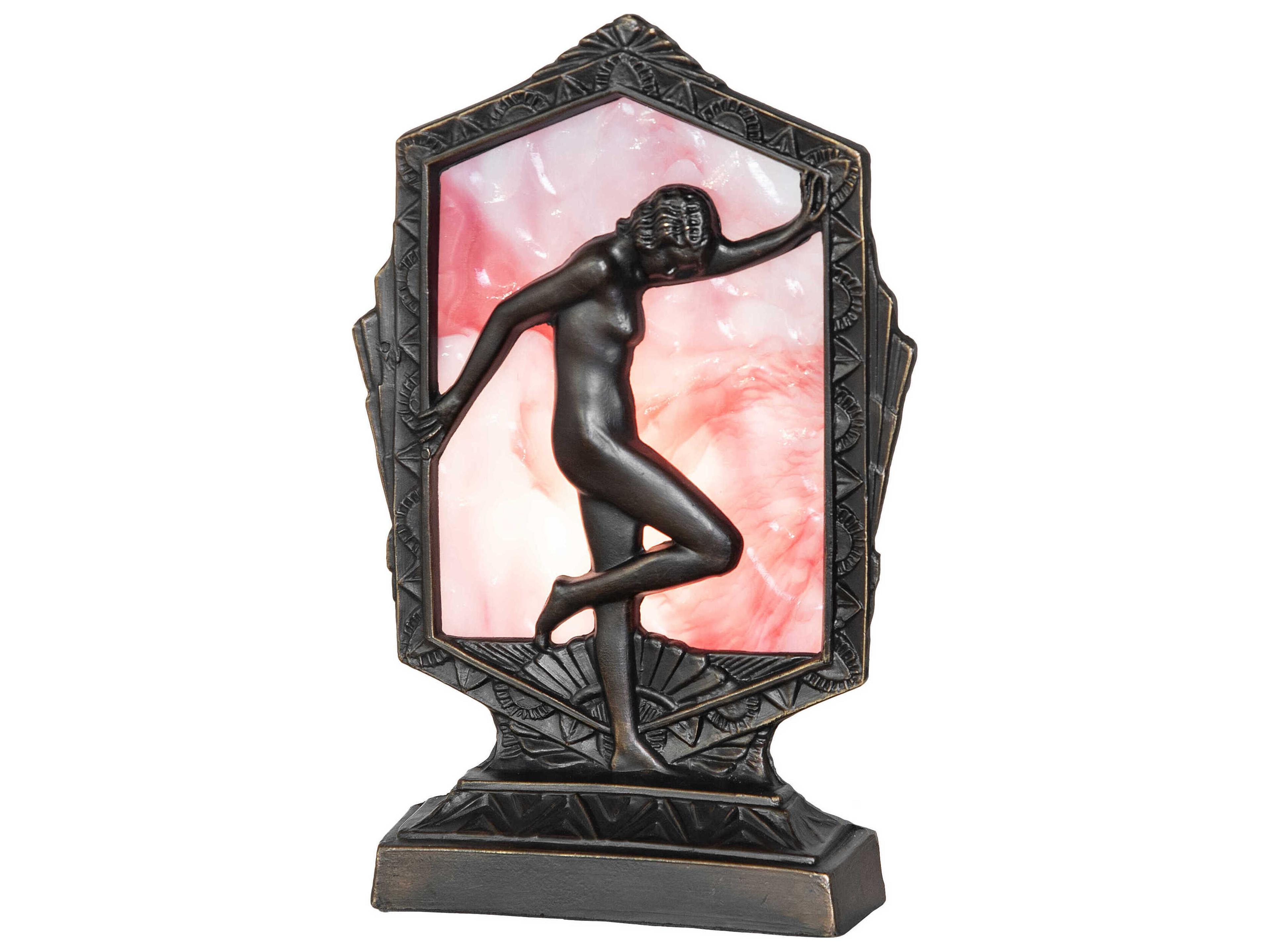 Posing Deco Lady Antique Brass Table Lamp