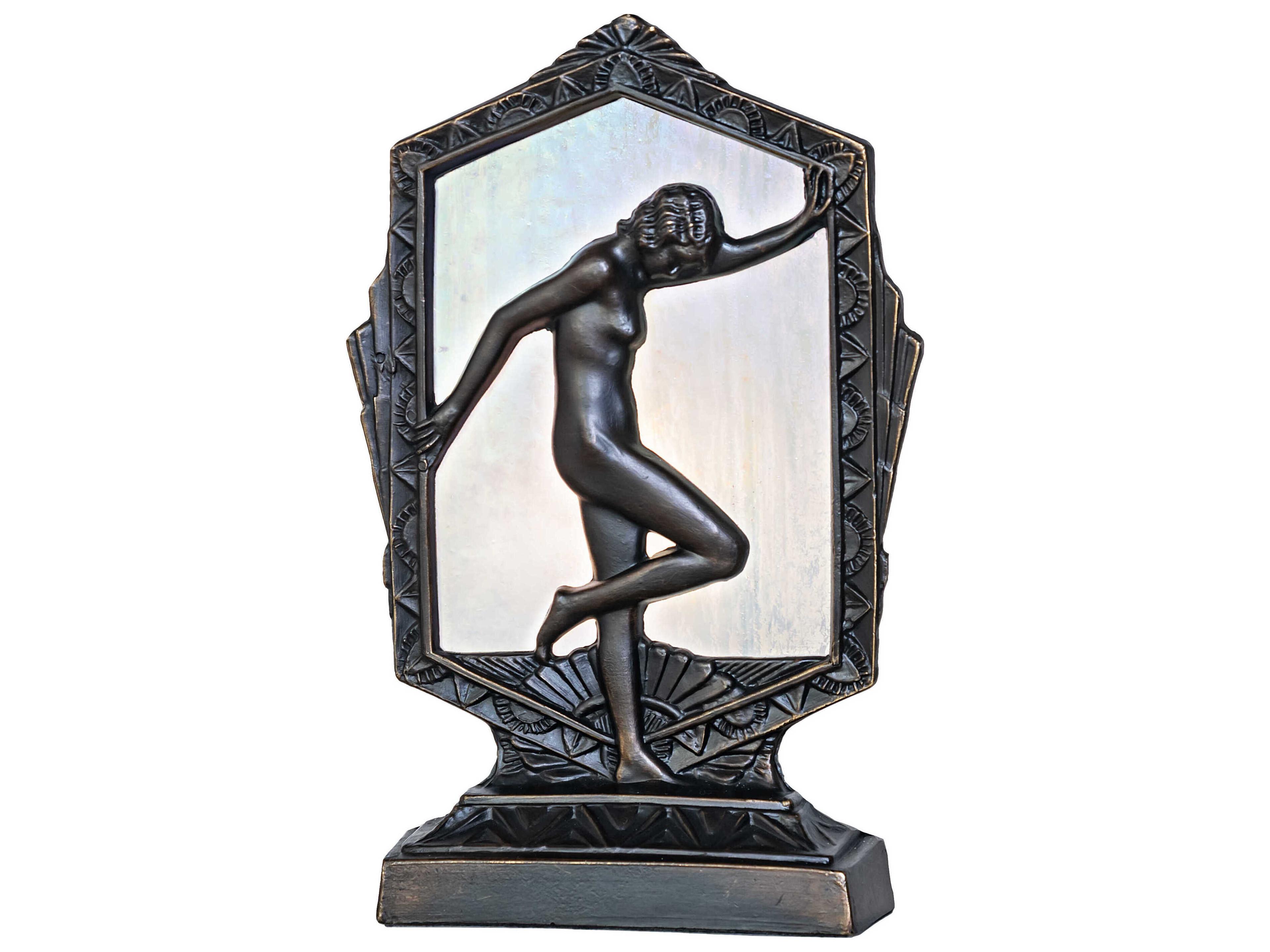 Posing Deco Lady Antique Brass Table Lamp