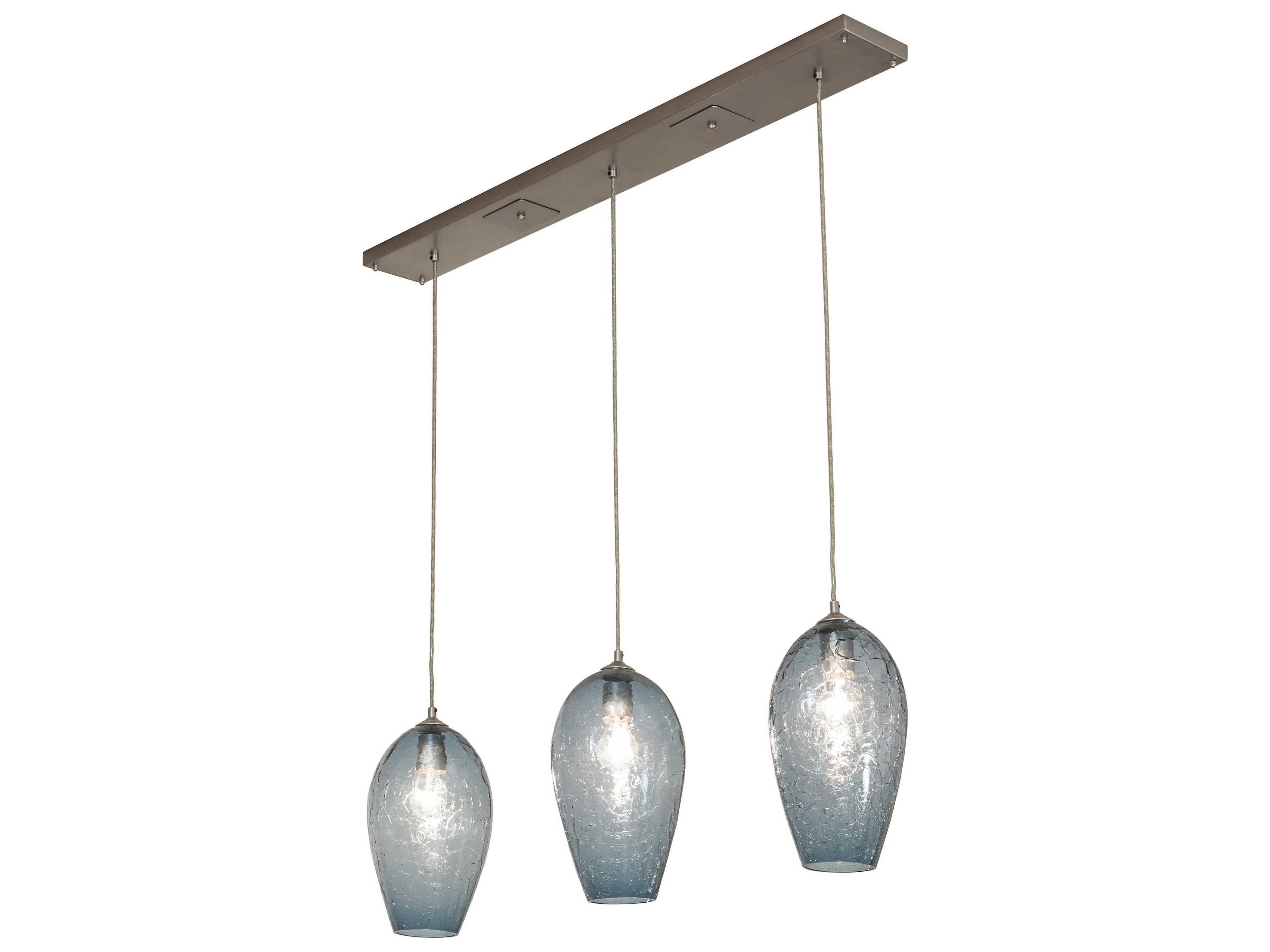 Crackle Orb 3-Light Brushed Nickel Island Pendant