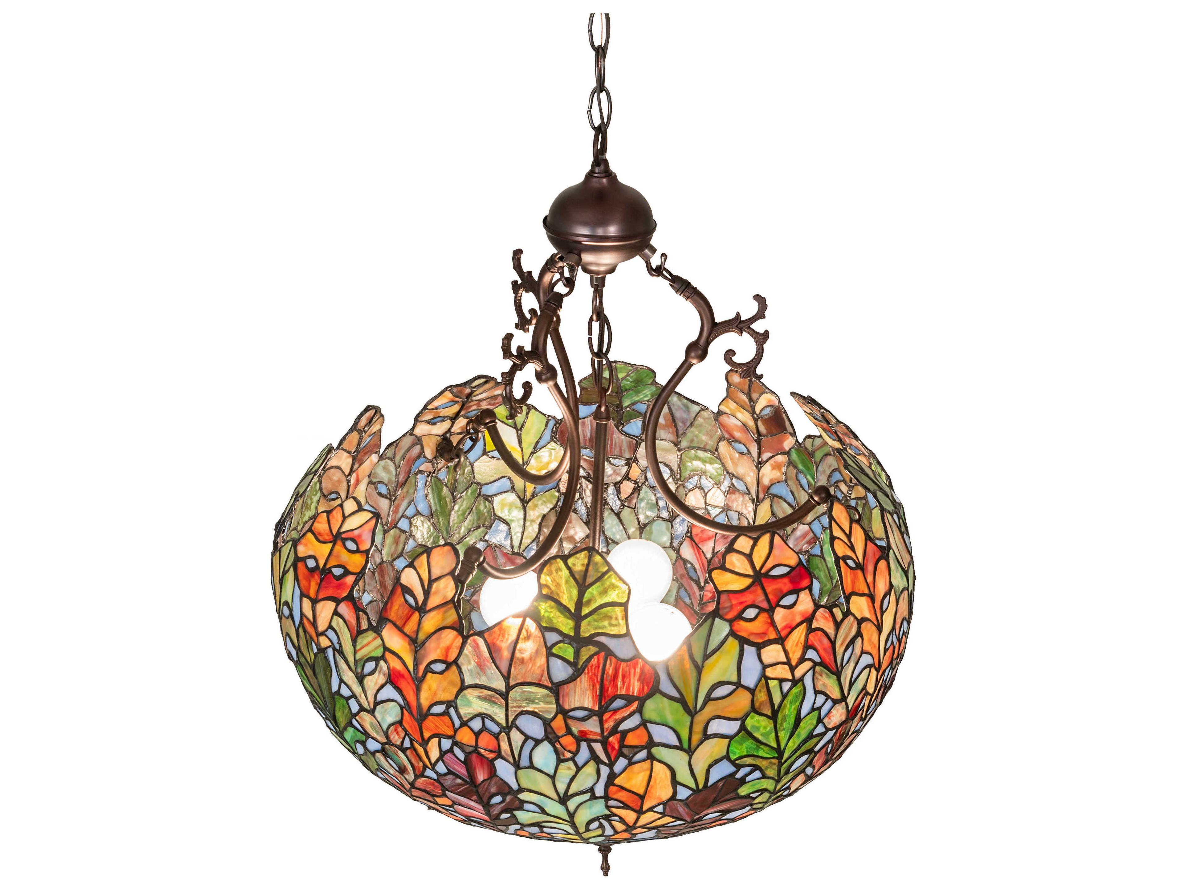 Meyda Leaf 3-Light Mahogany Bronze Pendant