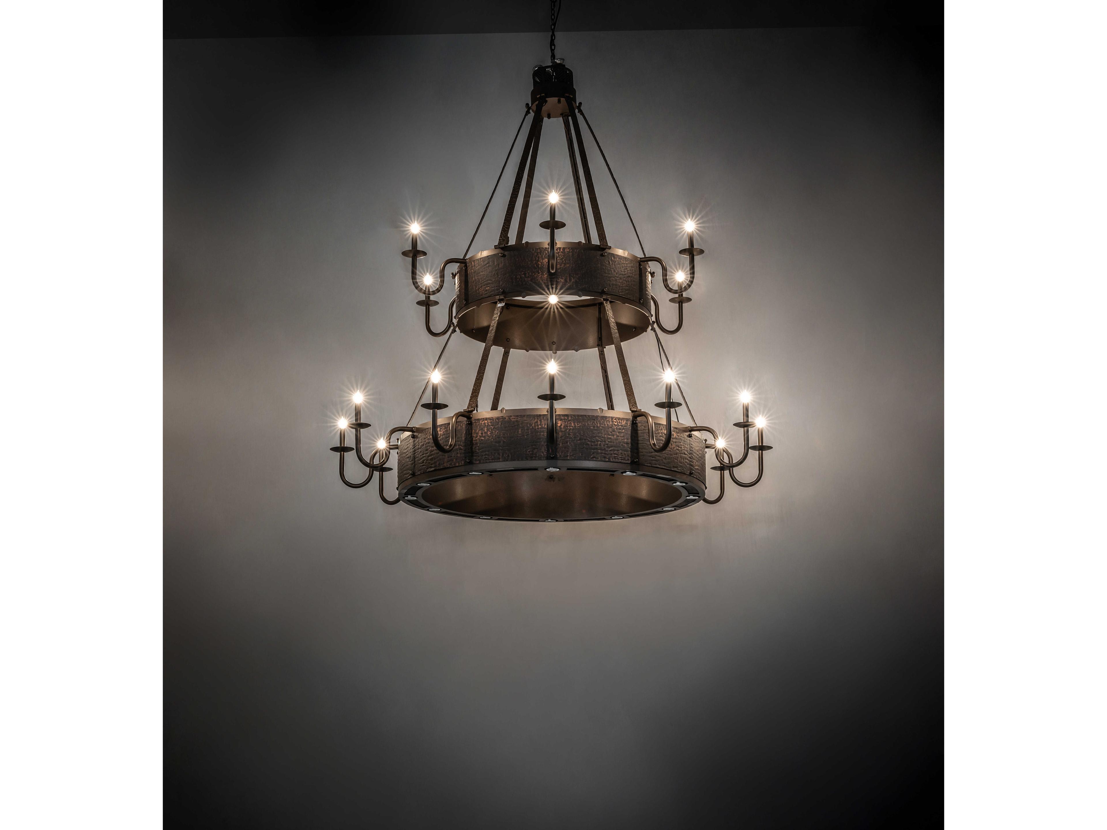 Meyda Costello 12-Light Tyler Bronze & Blackened Textured Copper Traditional Tiered Chandelier