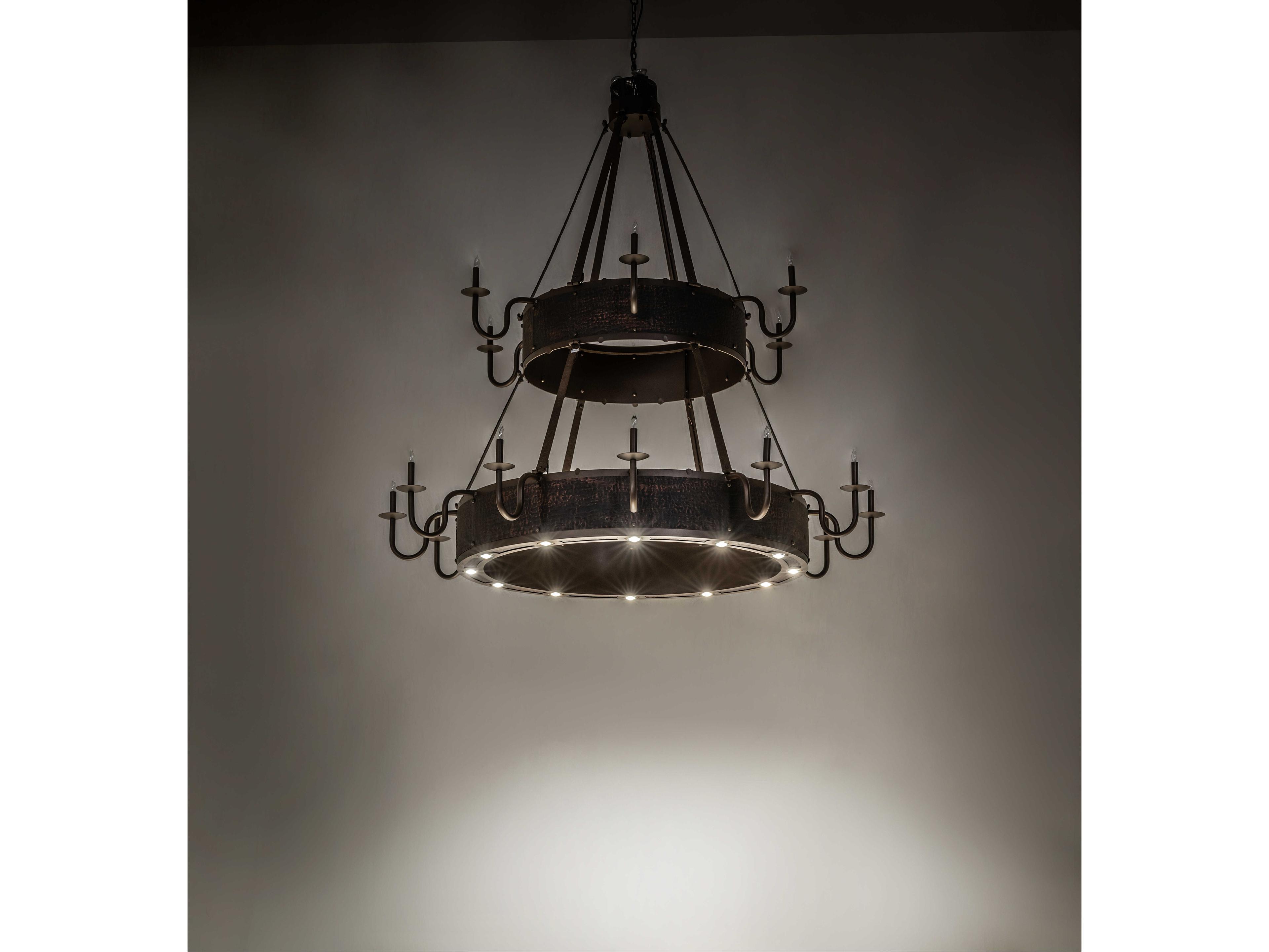 Meyda Costello 12-Light Tyler Bronze & Blackened Textured Copper Traditional Tiered Chandelier