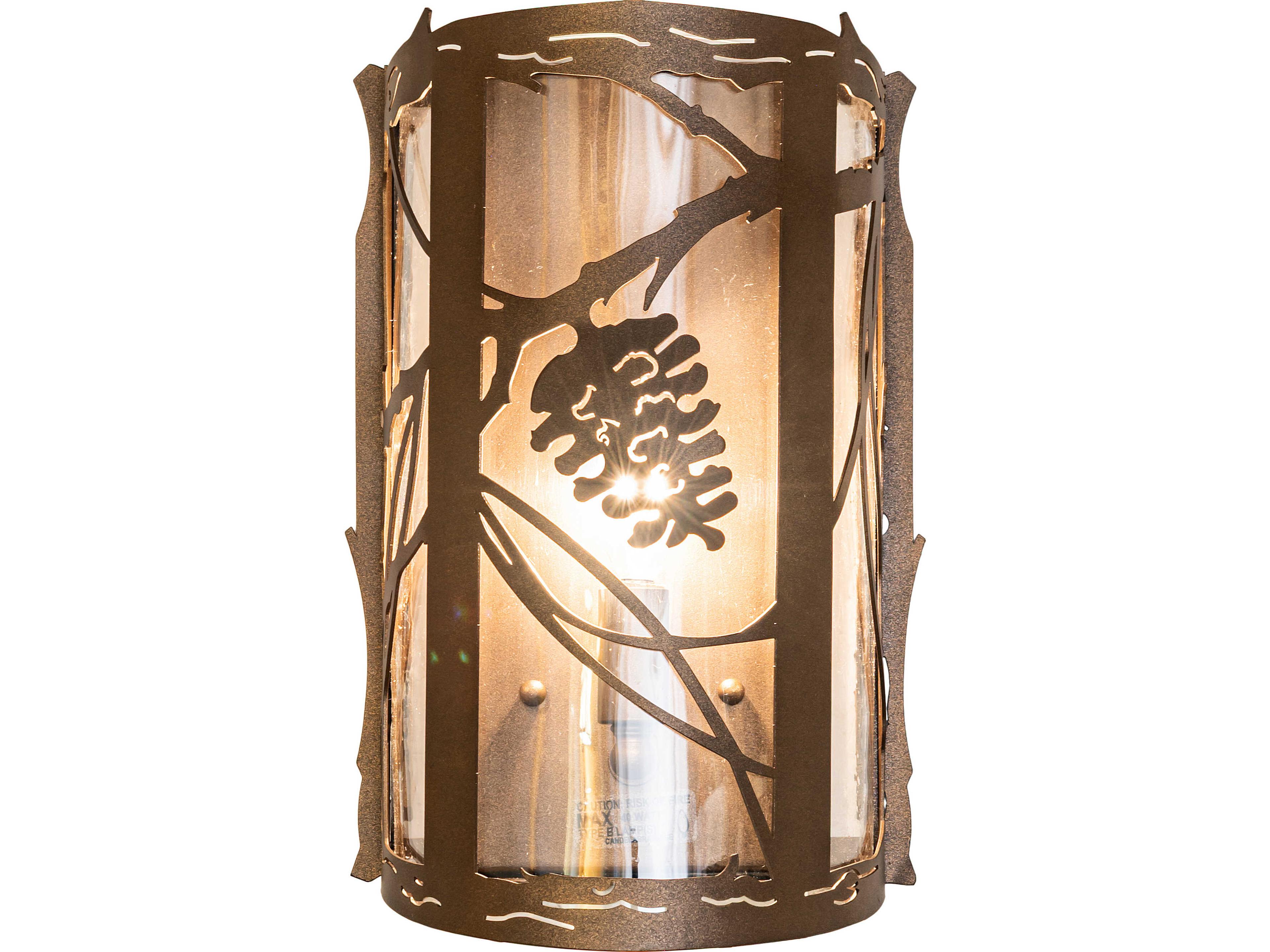 Meyda Whispering Pines 1-Light Crystal Idalight Bronze Traditional Wall Sconce