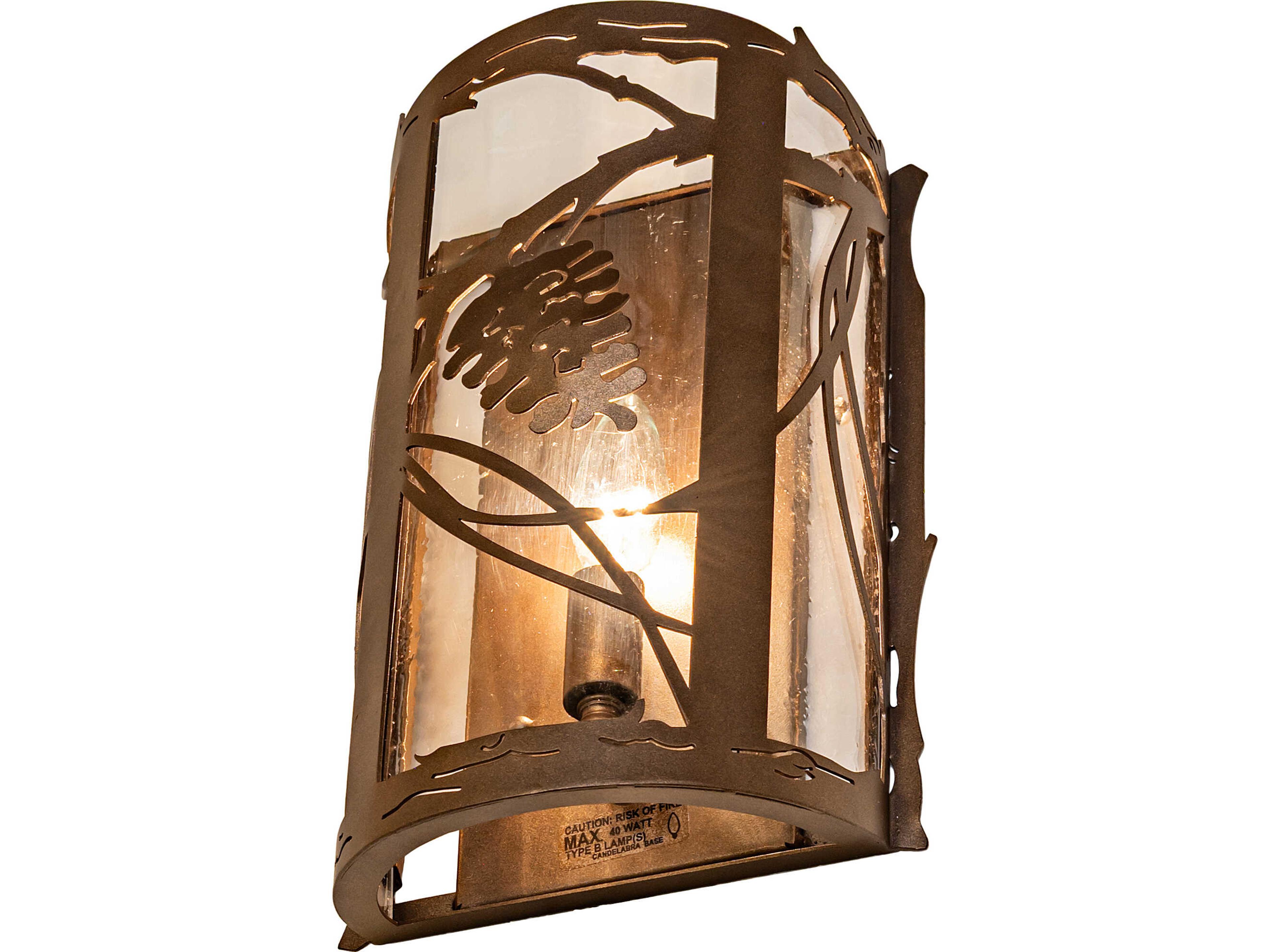 Meyda Whispering Pines 1-Light Crystal Idalight Bronze Traditional Wall Sconce