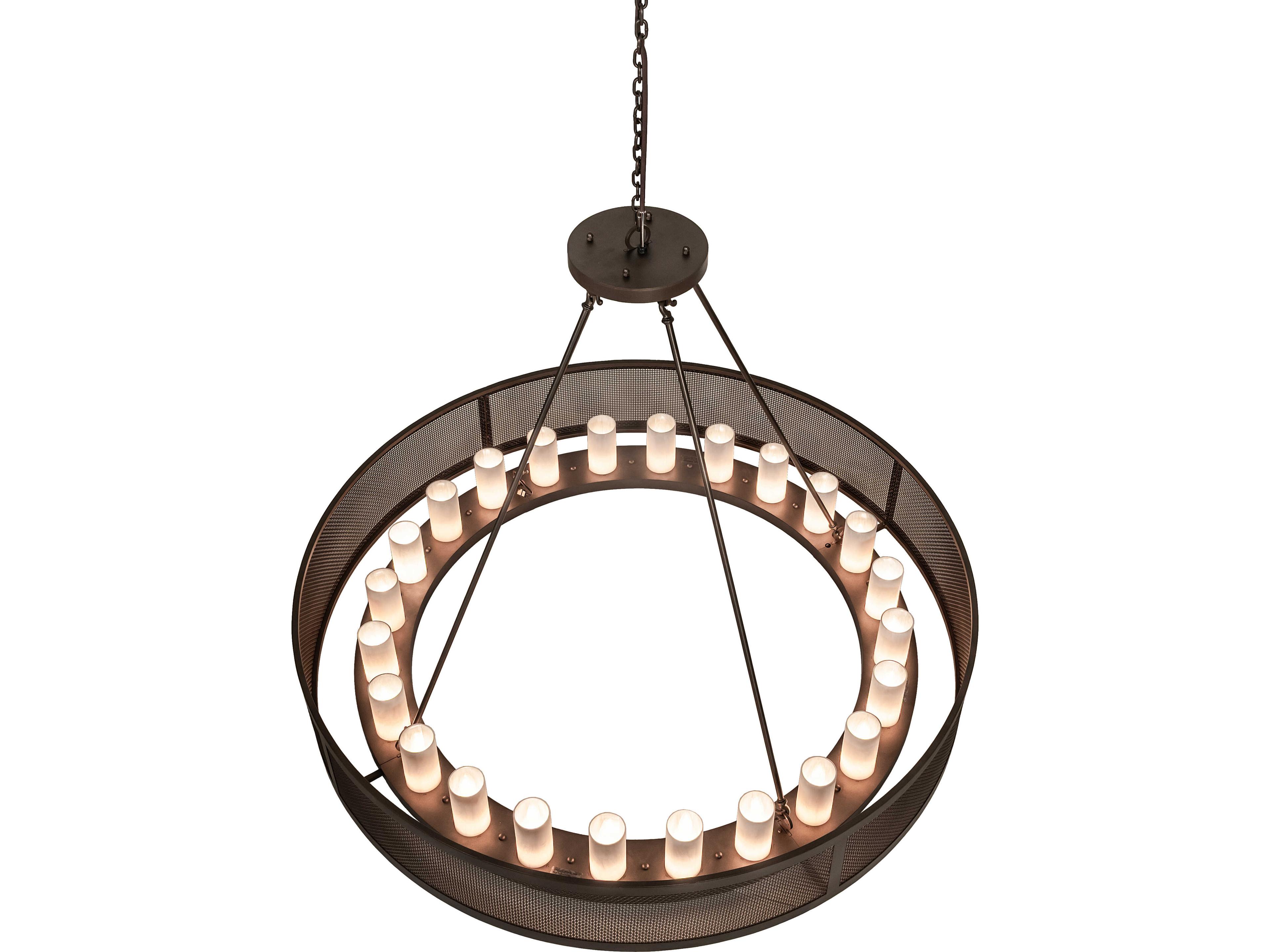 Meyda Loxley 24-Light Whitestone Idalight Bronze Cylinder Geometric Chandelier