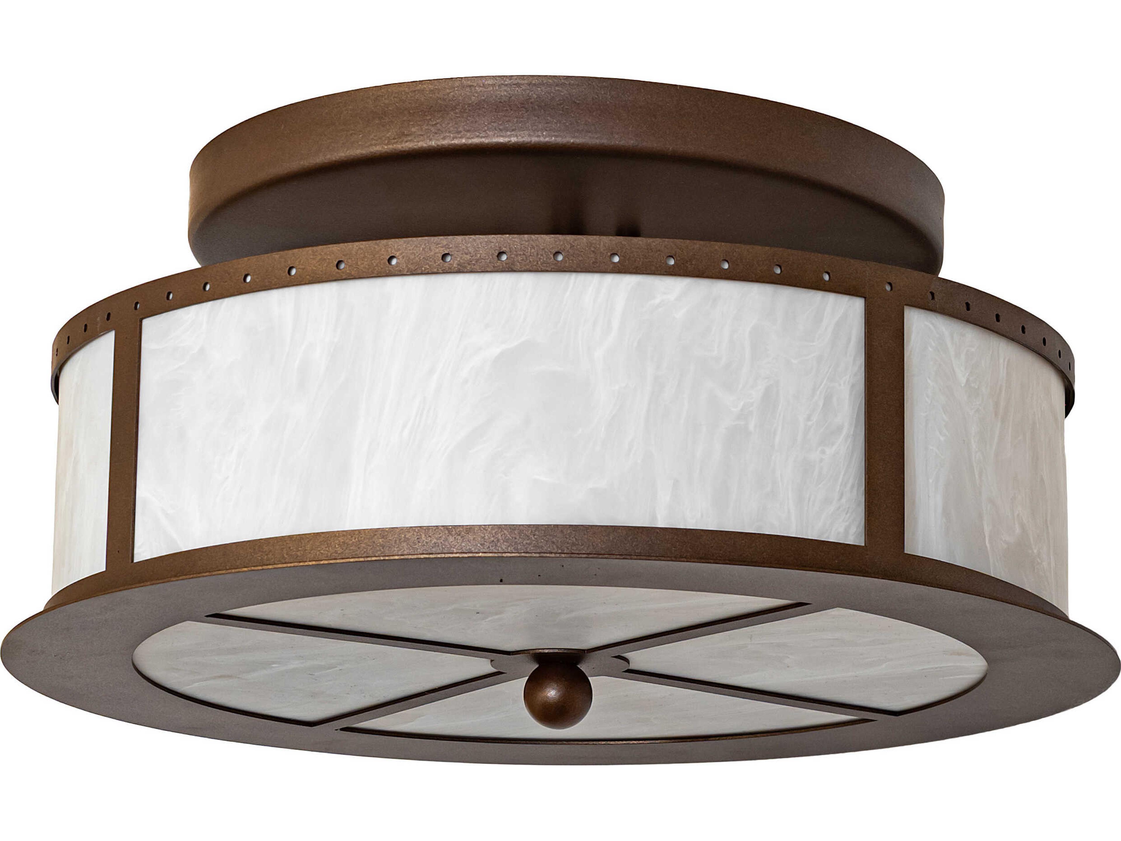 Meyda Smythe 2-Light Whitestone Idalight Bronze Flush Mount