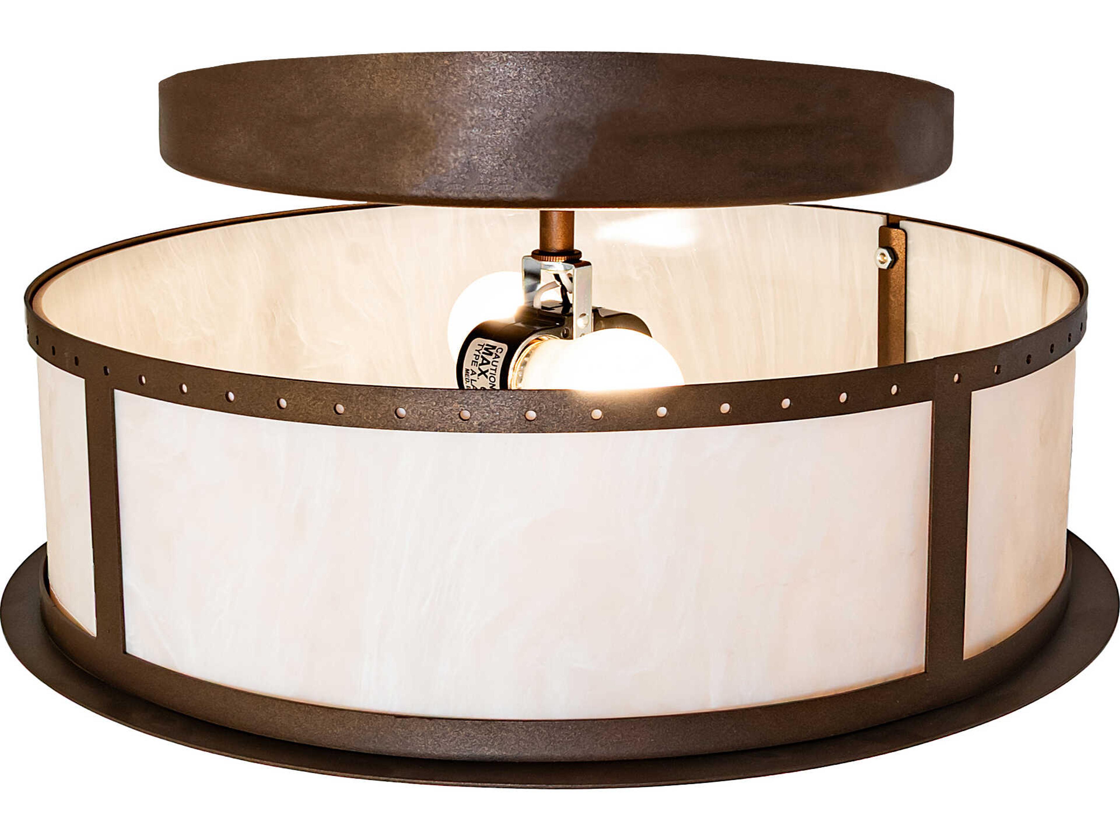 Meyda Smythe 2-Light Whitestone Idalight Bronze Flush Mount