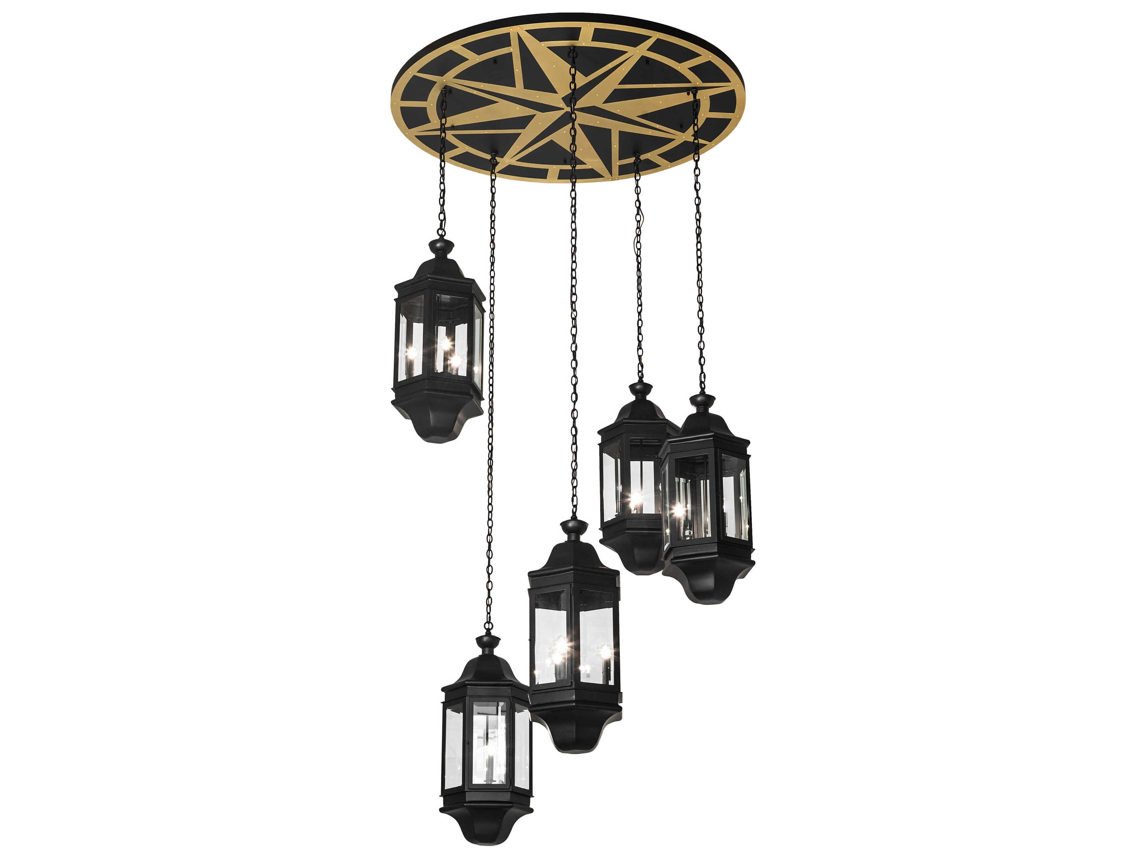 Gascony 15-Light Solar Black Traditional Lantern Pendant