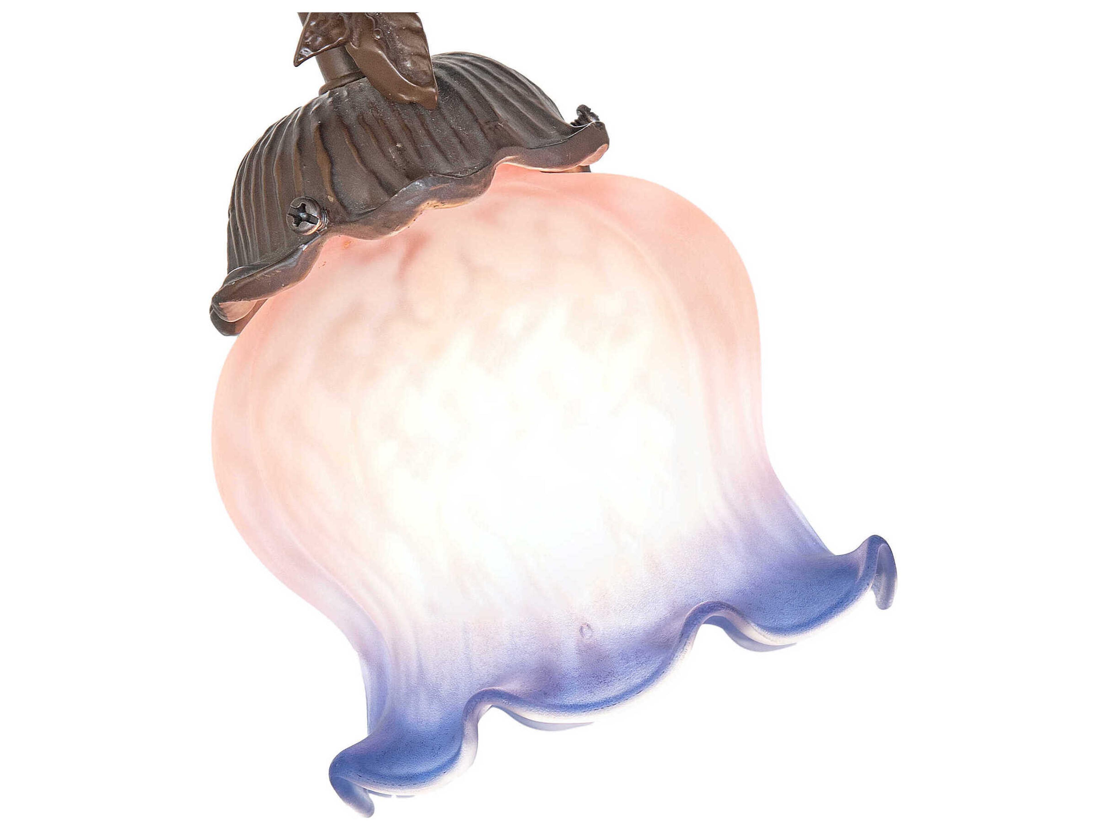 Meyda Melon Flower Cherub on Swing Pink / Blue Glass Table Lamp