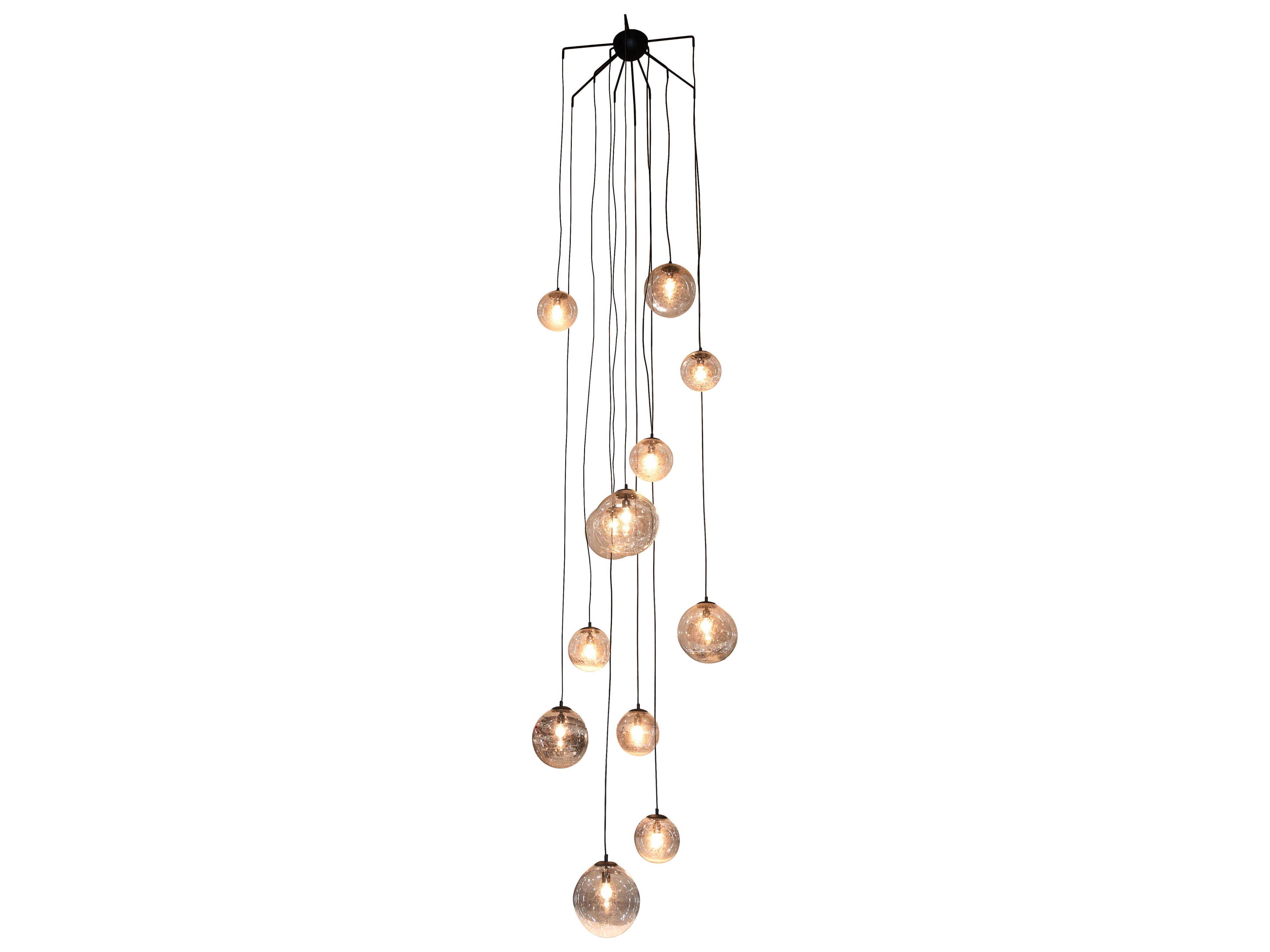 Bola 12-Light Charred Iron Black Globe Pendant