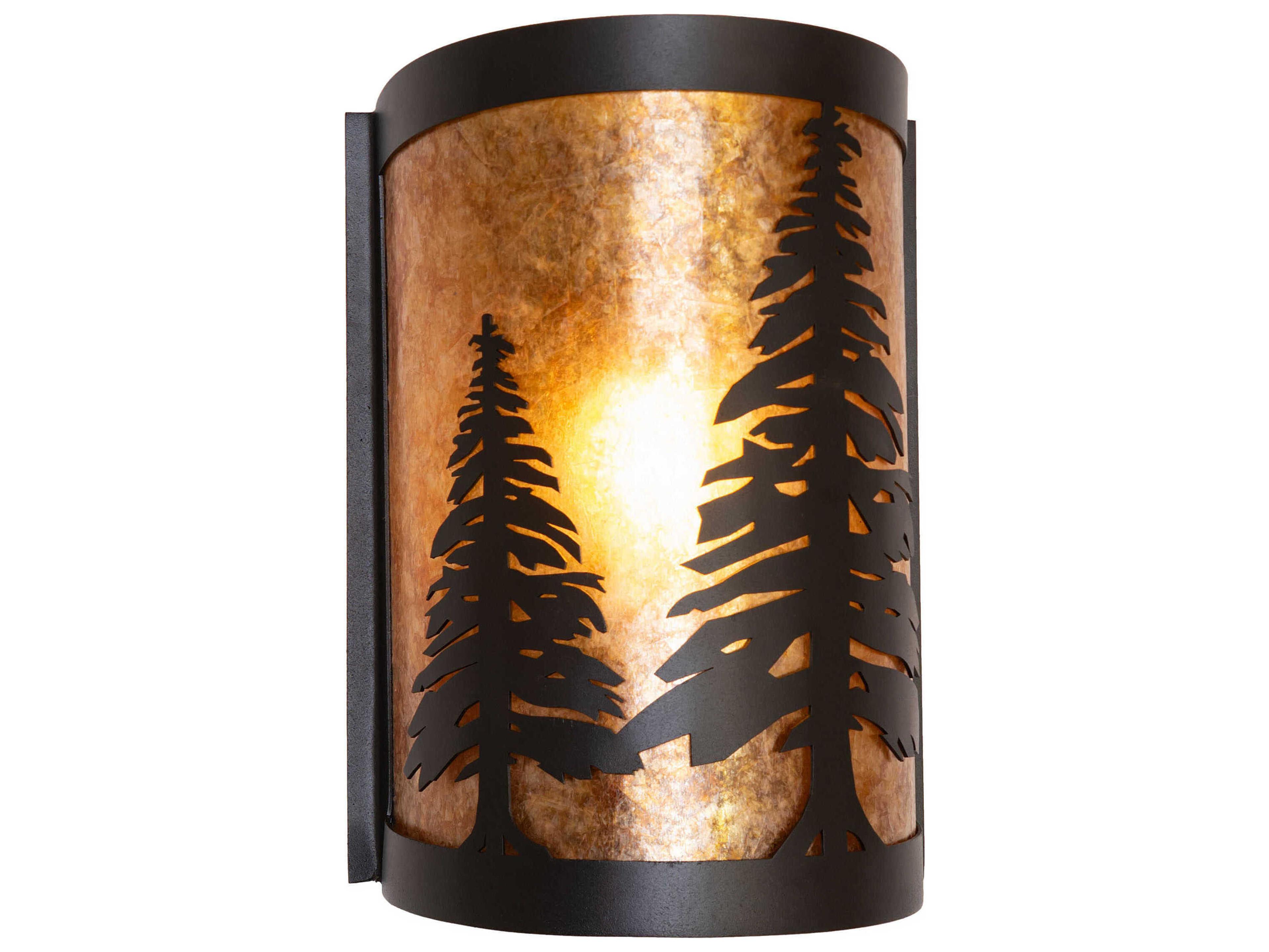 Tall Pines 1-Light Textured Black Wall Sconce
