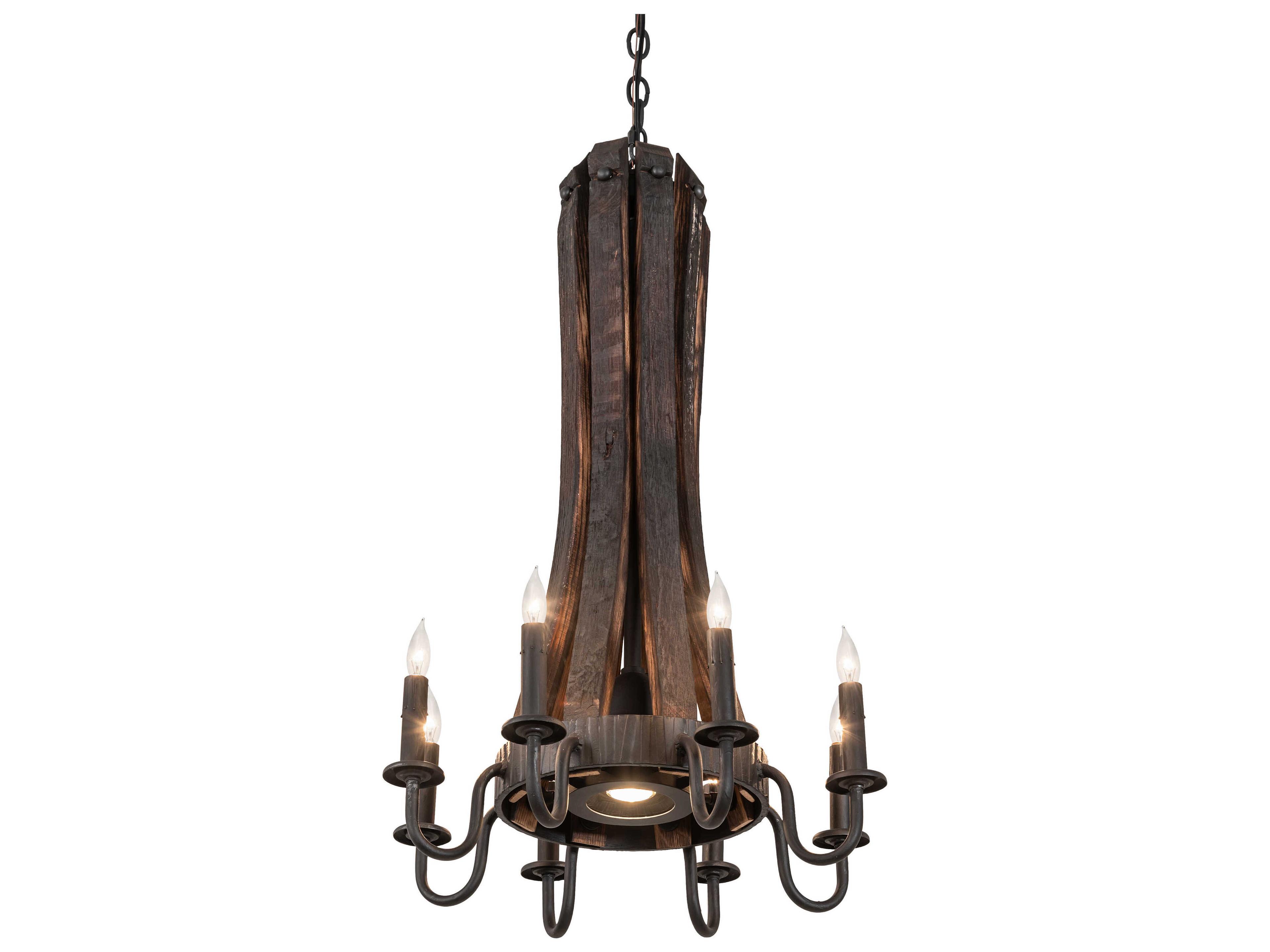 Barrel Stave Madera 9-Light Costello Black Charred Wood Chandelier