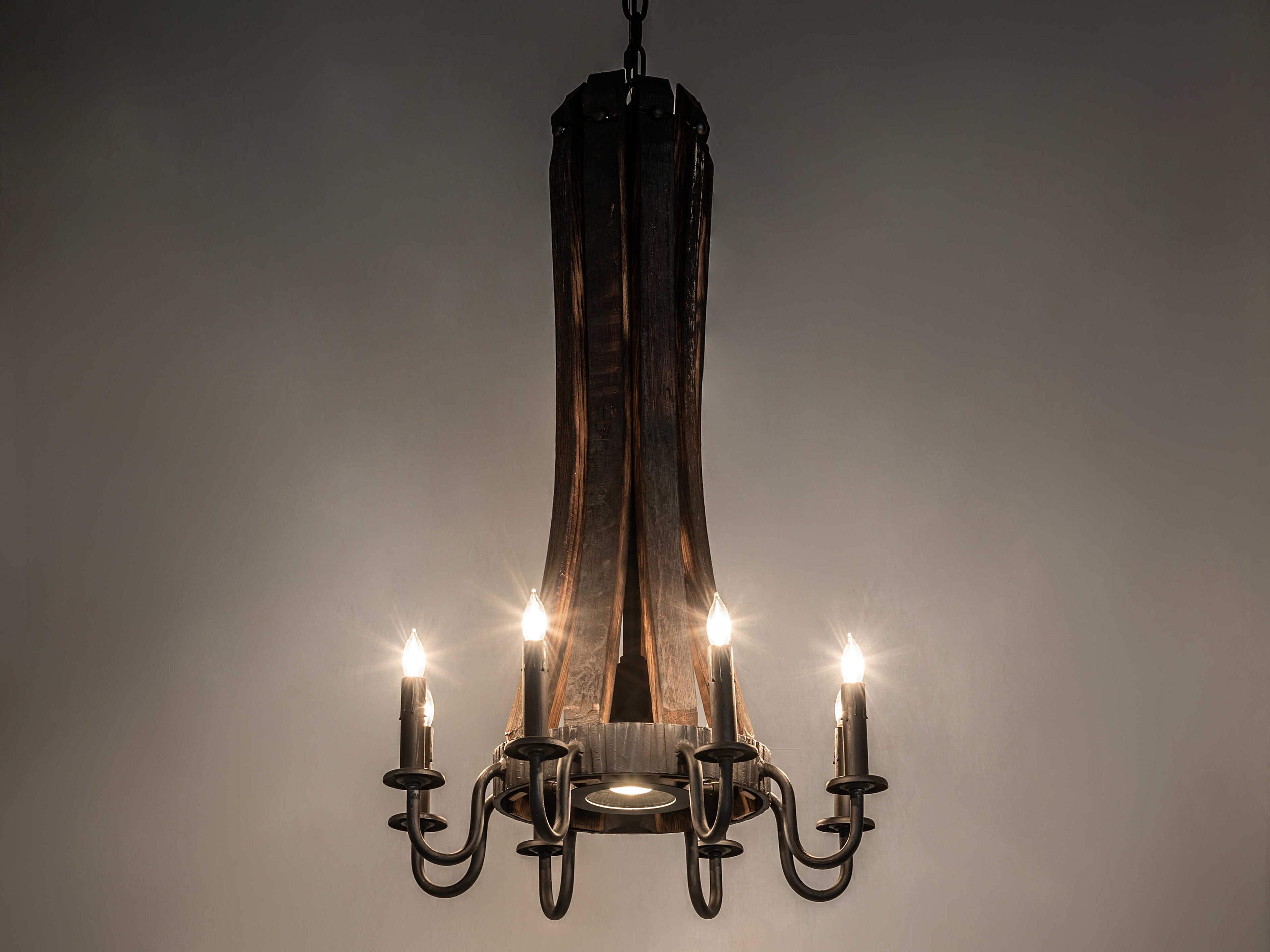 Meyda Barrel Stave Madera 9-Light Costello Black Charred Wood Chandelier