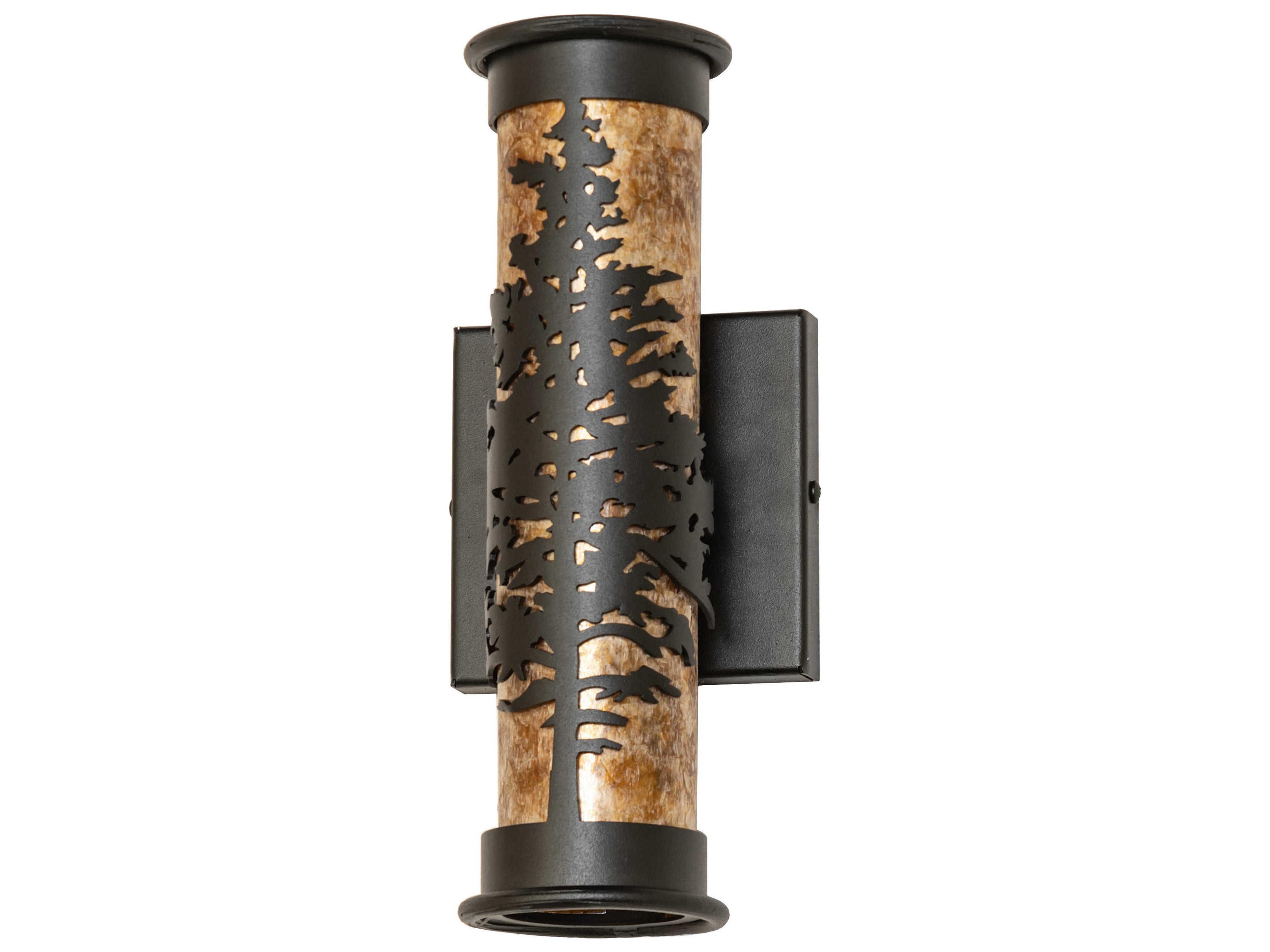 Meyda Tamarack 2-Light Textured Black Wall Sconce