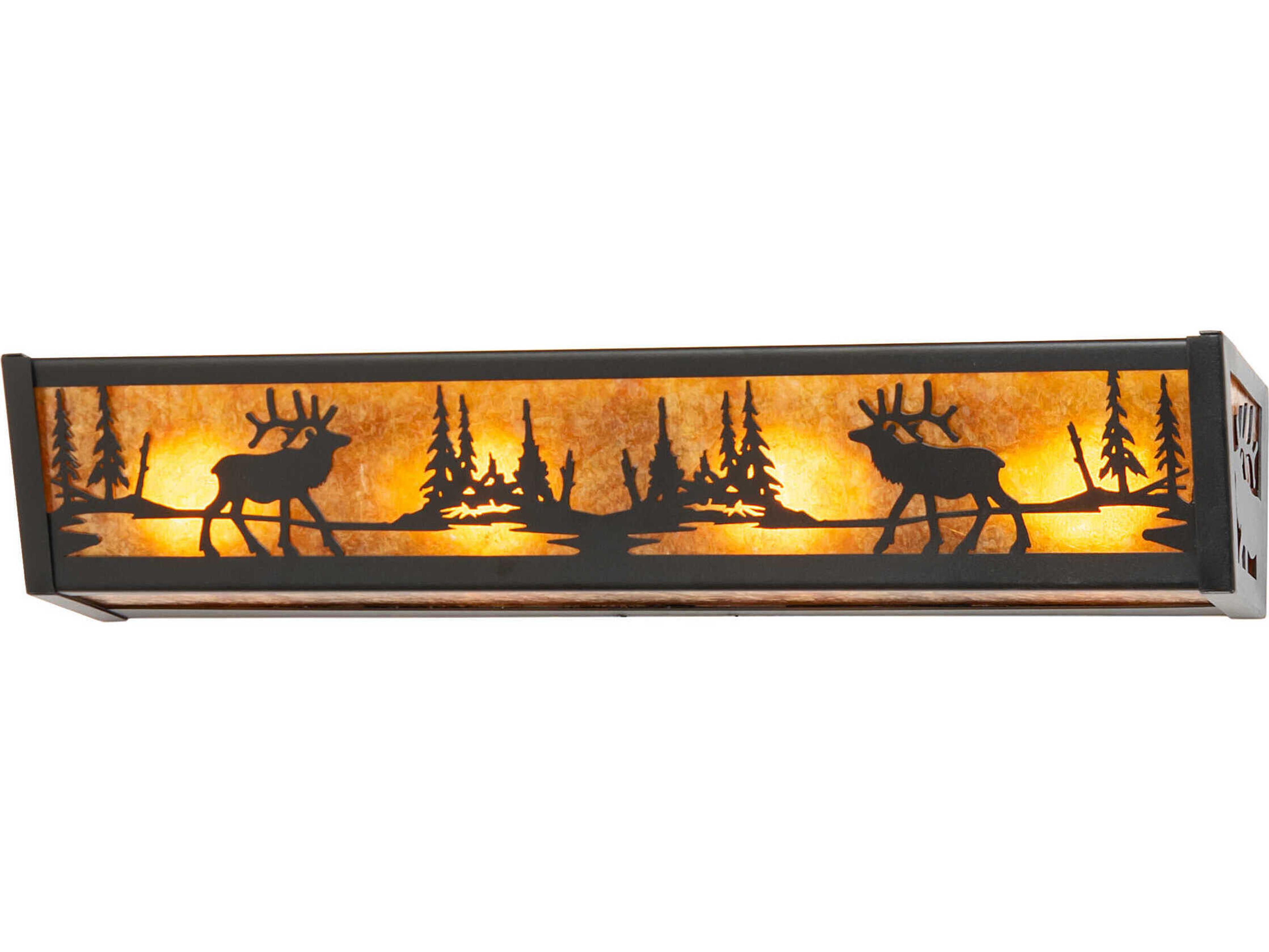 Elk At Lake 4-Light Textured Black Vanity Light
