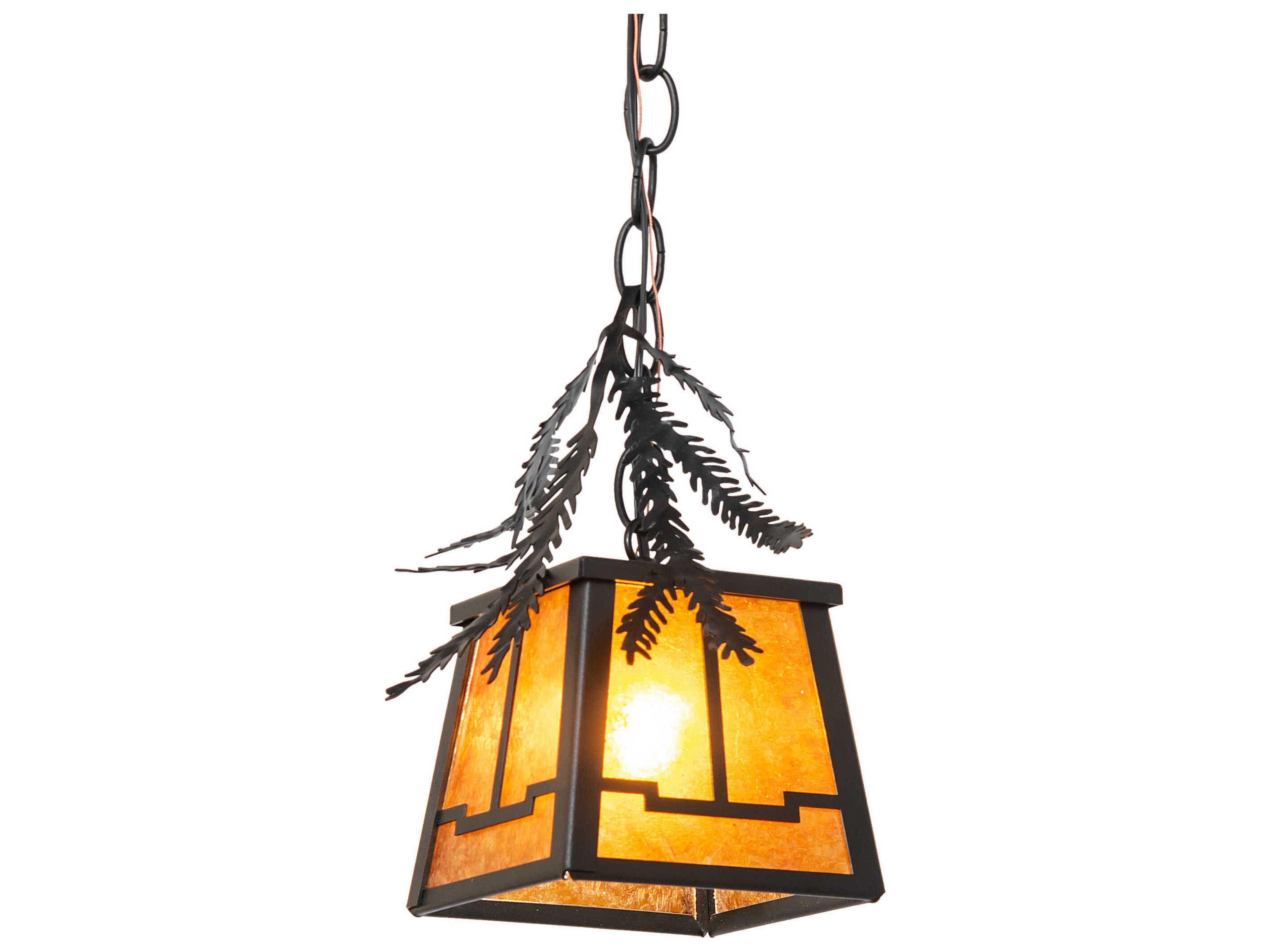 Pine Branch 1-Light Textured Black Mini Pendant
